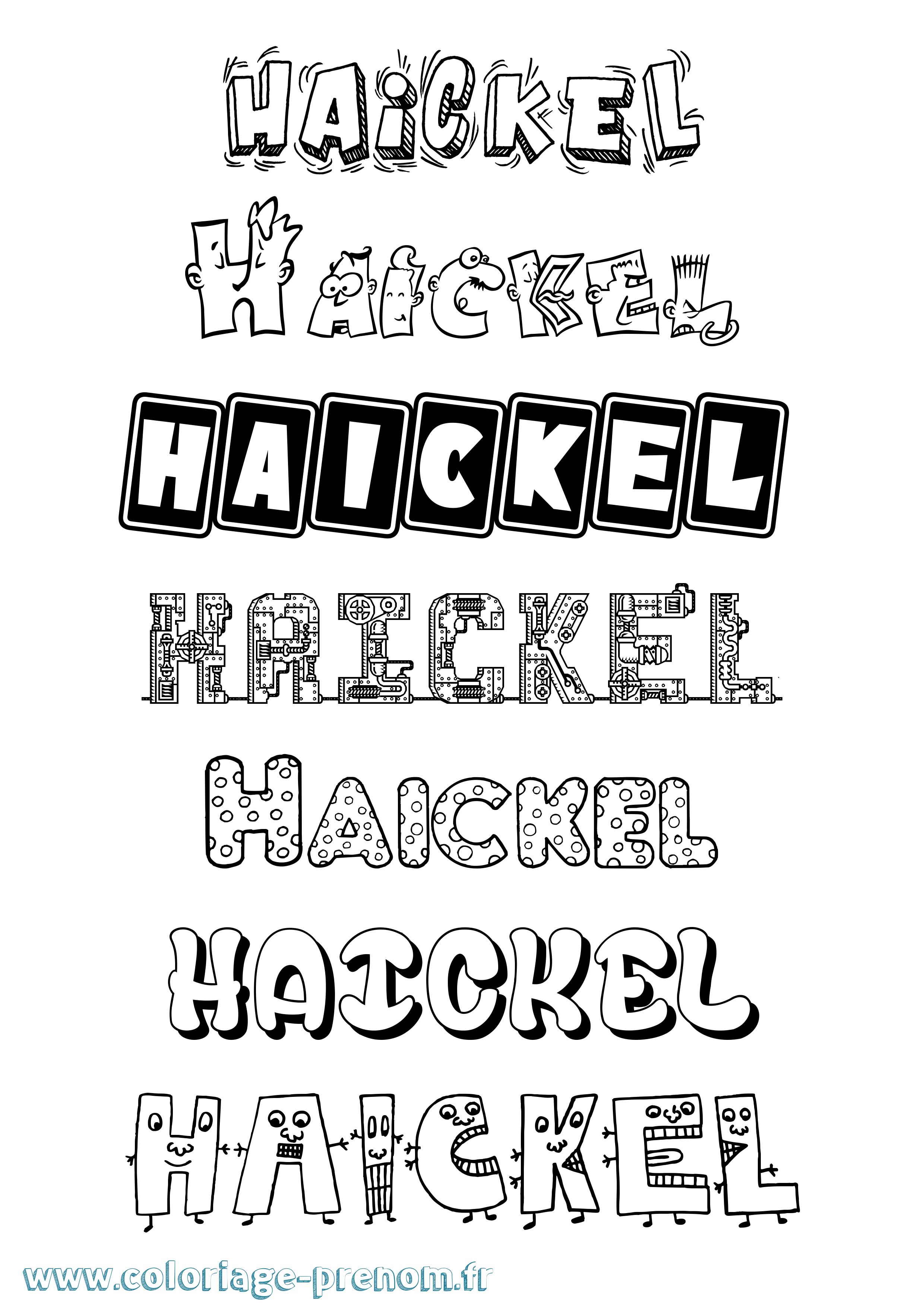 Coloriage prénom Haickel Fun