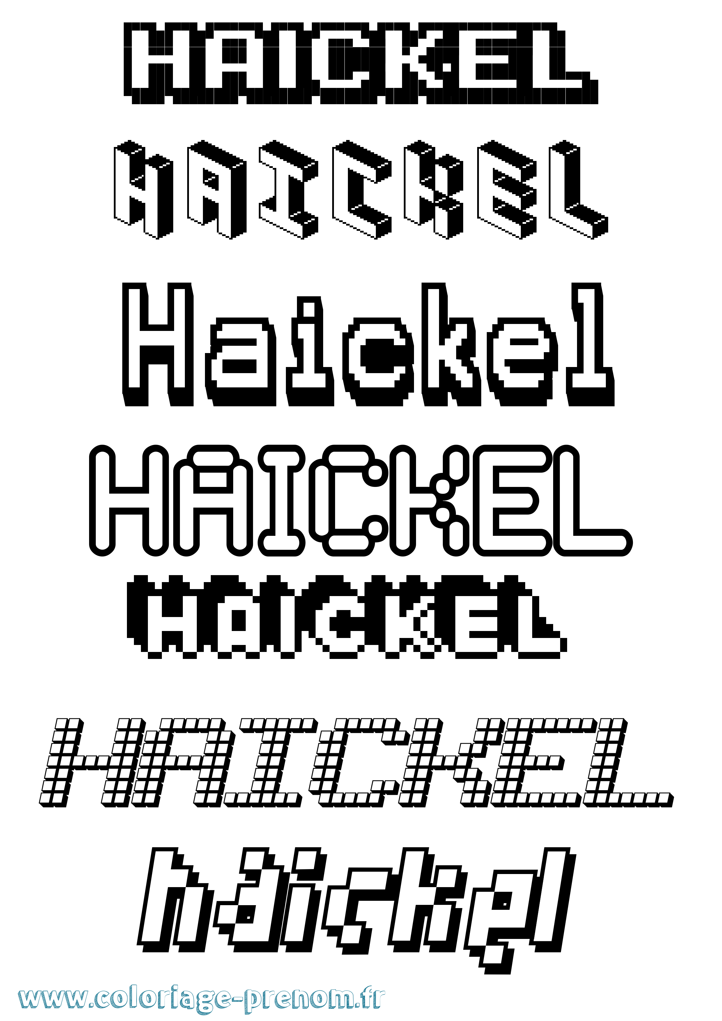 Coloriage prénom Haickel Pixel