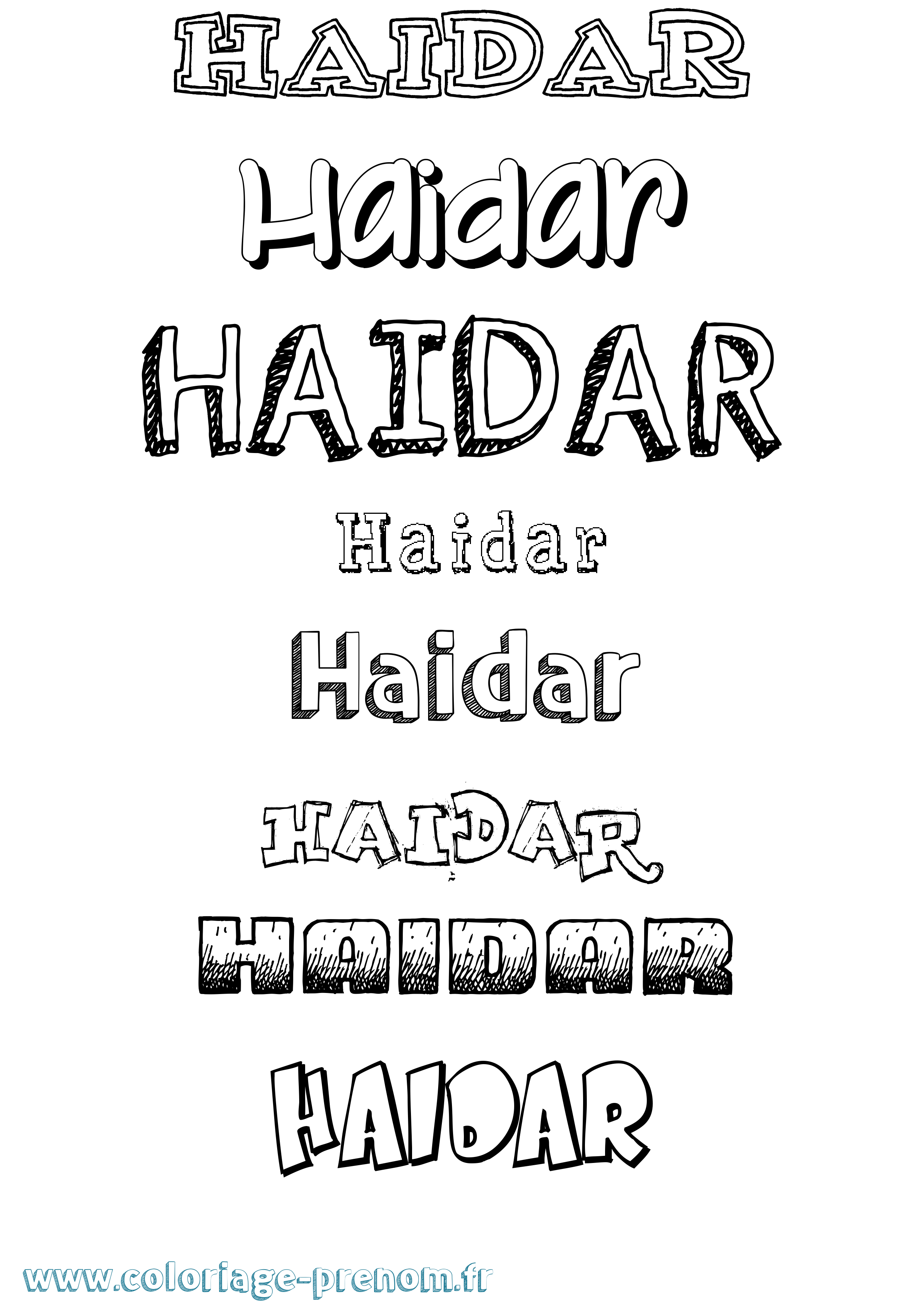 Coloriage prénom Haidar Dessiné