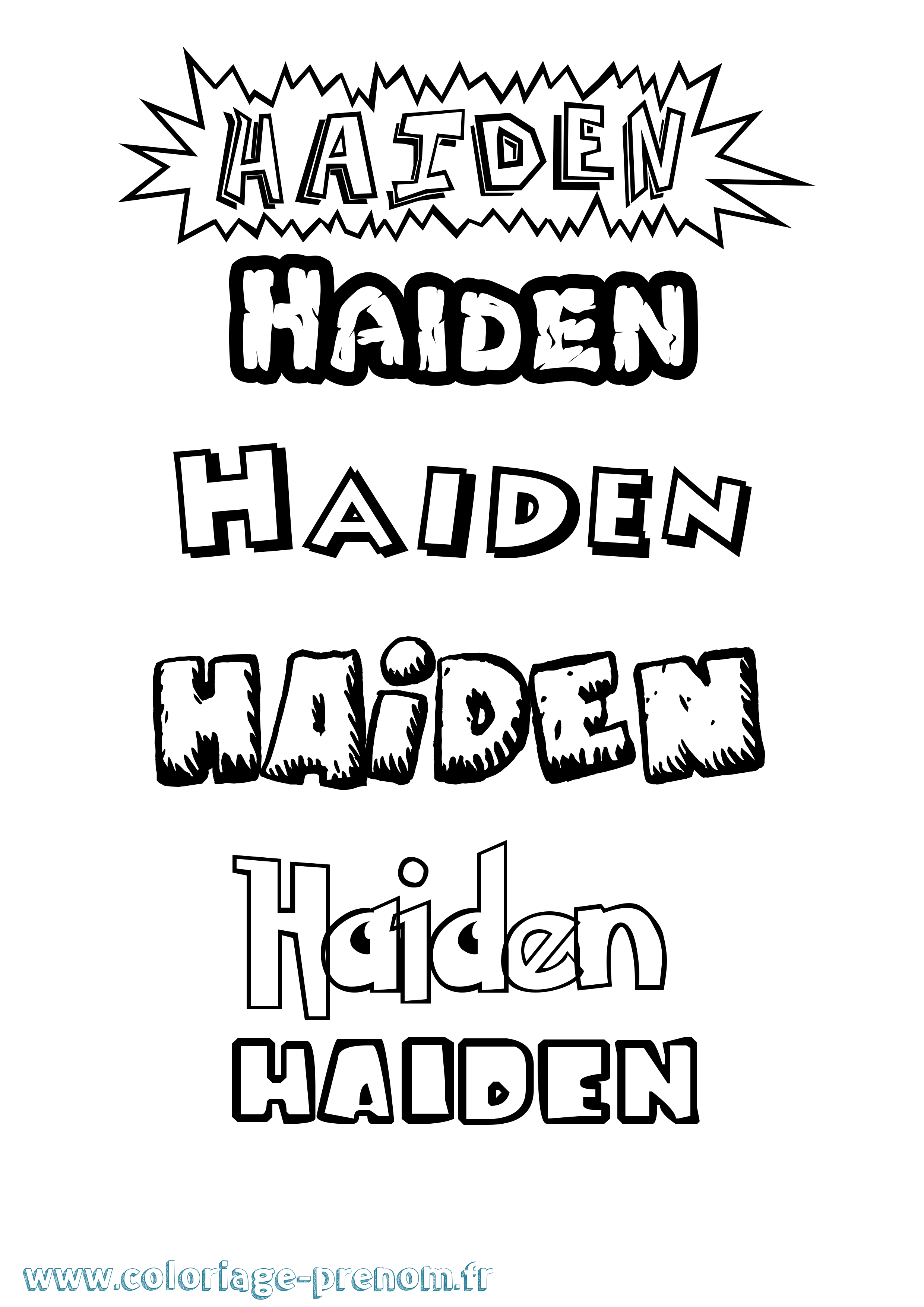 Coloriage prénom Haiden Dessin Animé