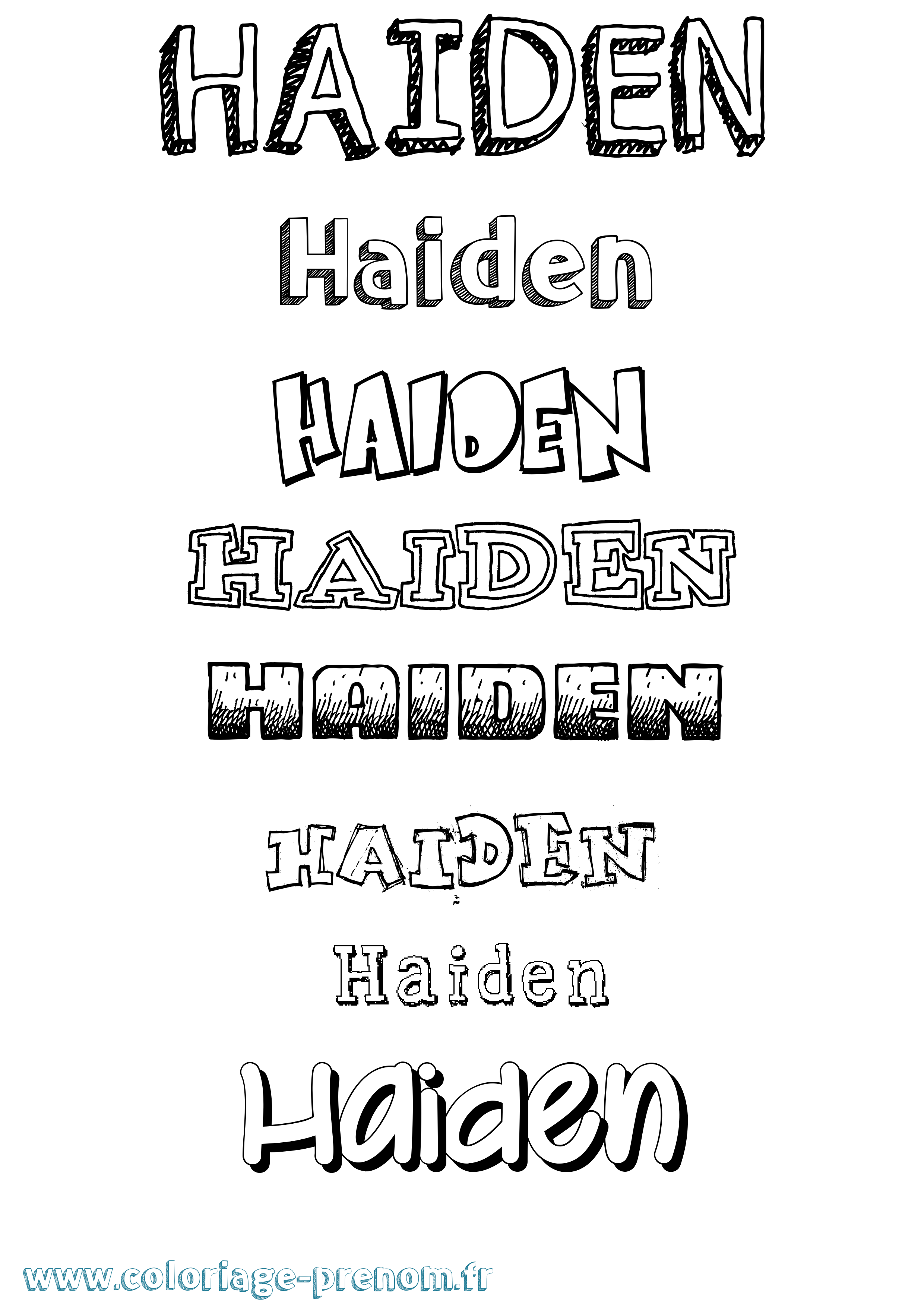 Coloriage Haiden Dessiné Coloriage prénom Haiden Dessiné