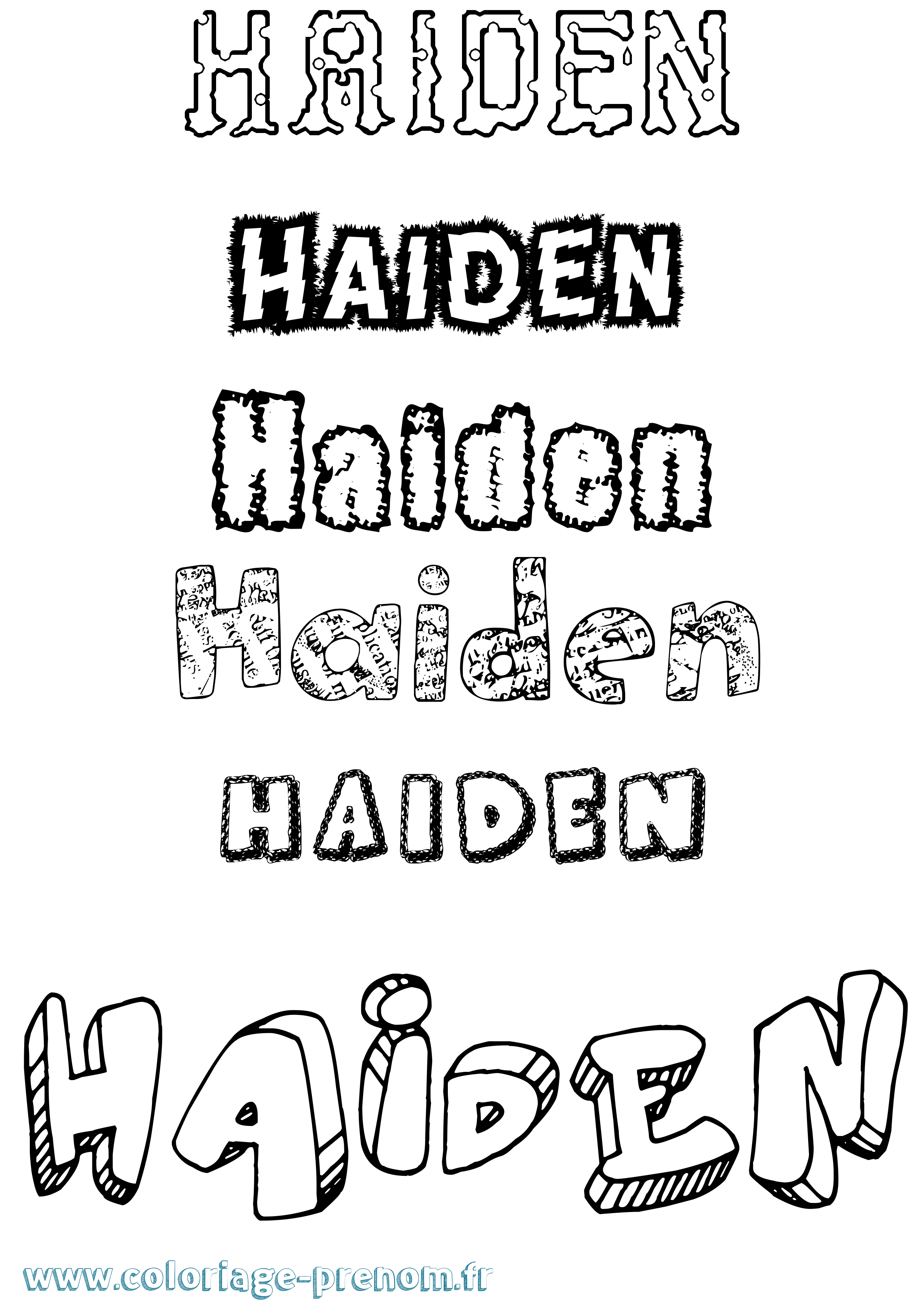 Coloriage Haiden Destructuré Coloriage prénom Haiden Destructuré