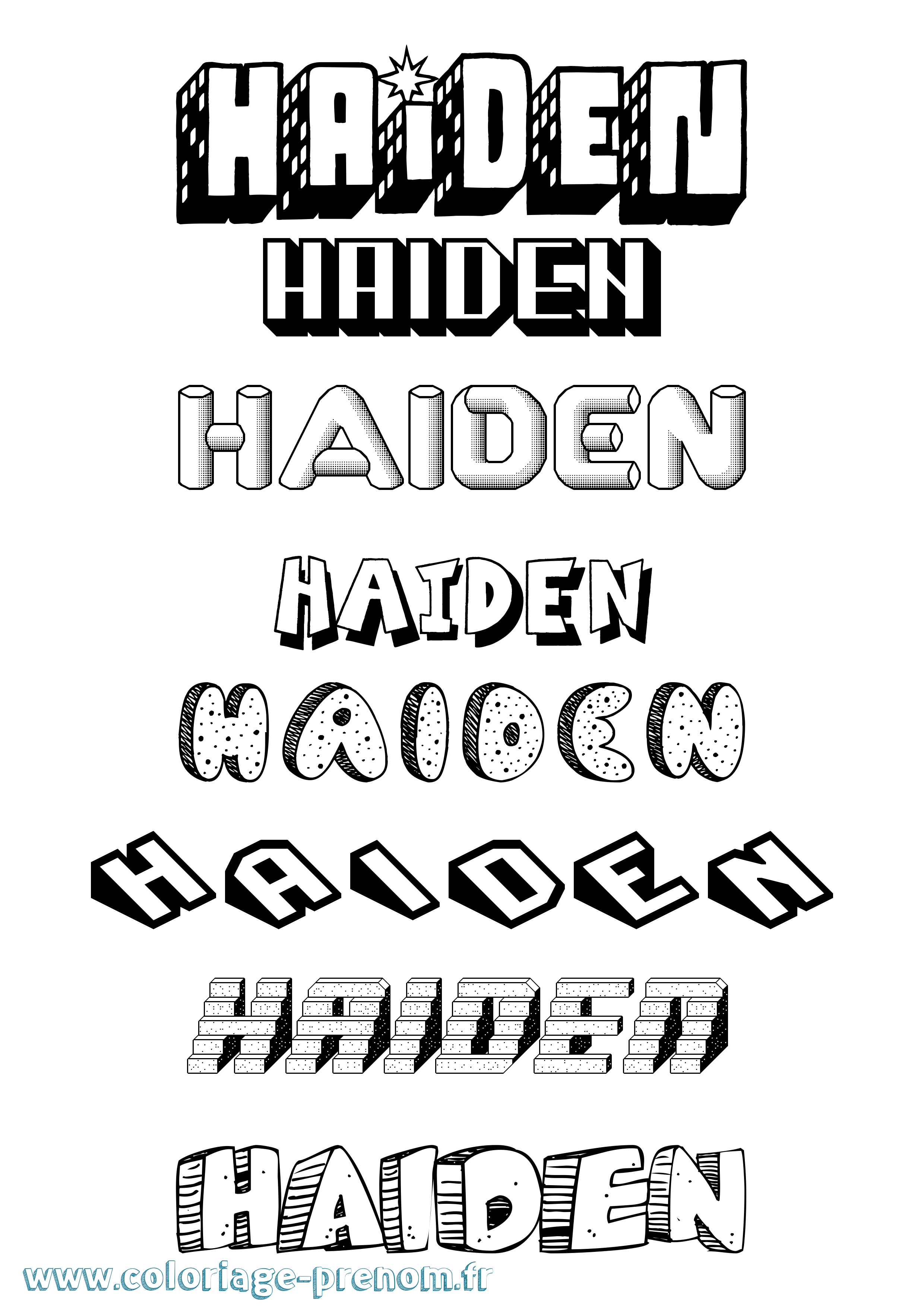 Coloriage Haiden Effet 3D Coloriage prénom Haiden Effet 3D