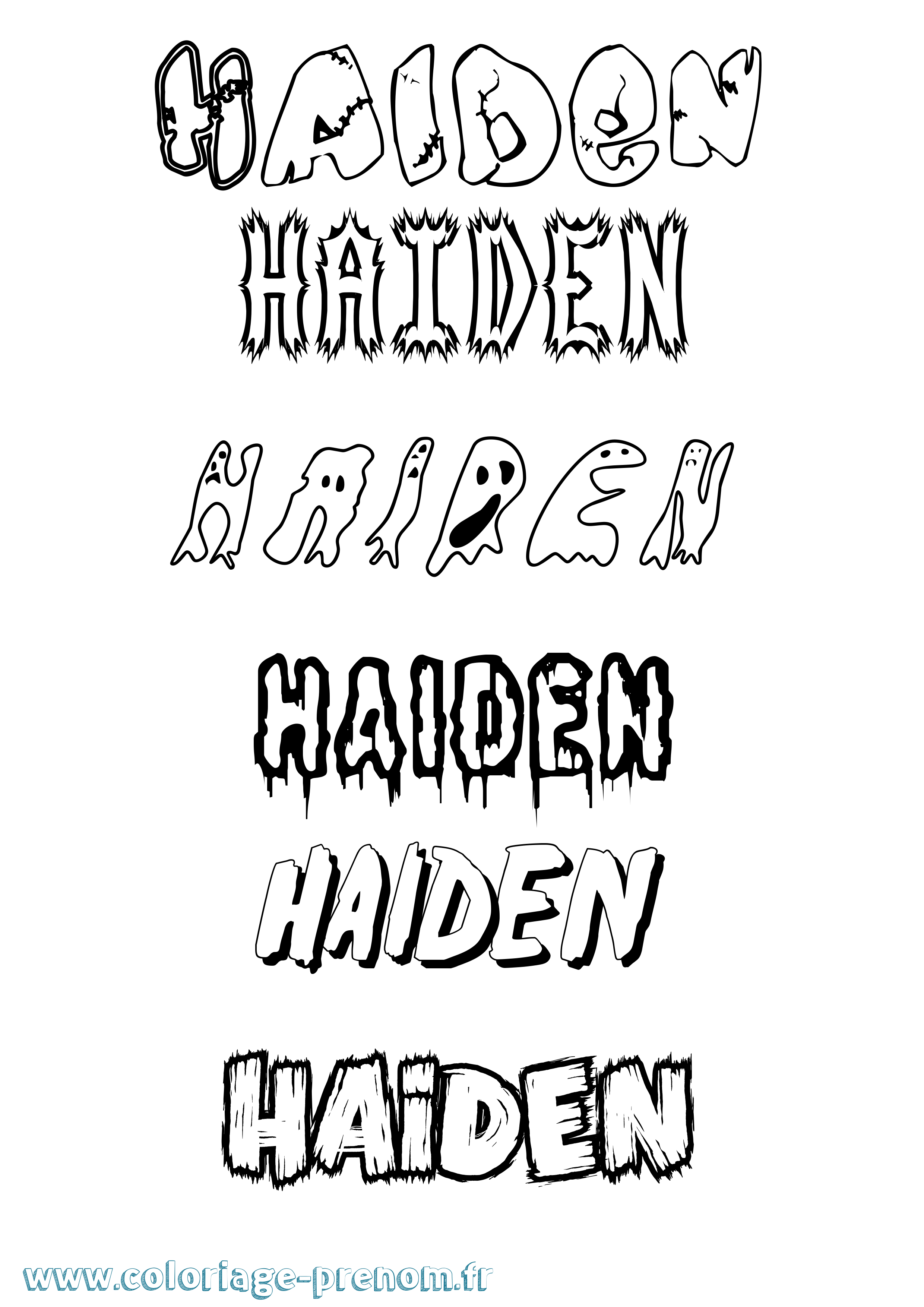 Coloriage prénom Haiden Frisson