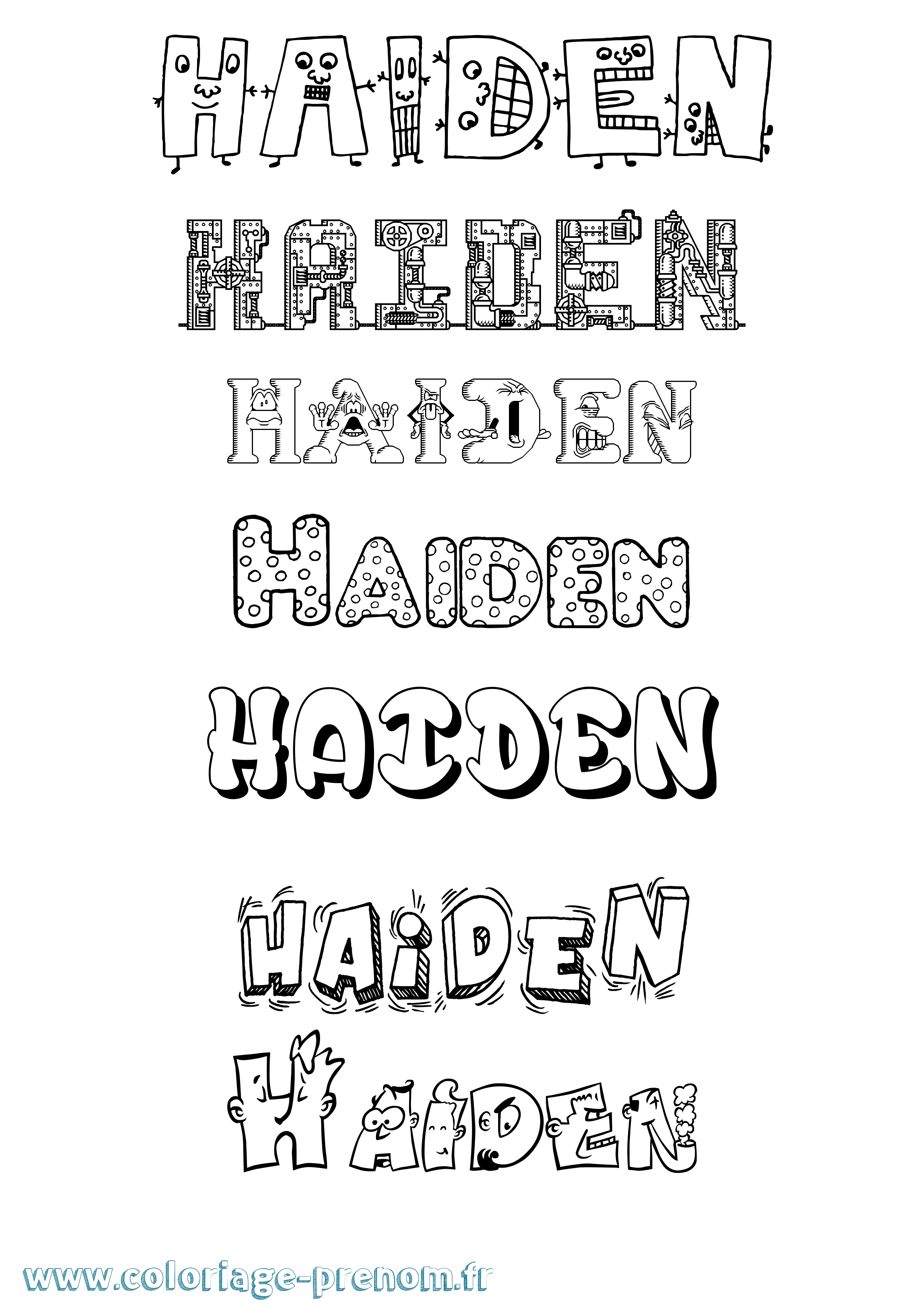 Coloriage Haiden Fun Coloriage prénom Haiden Fun