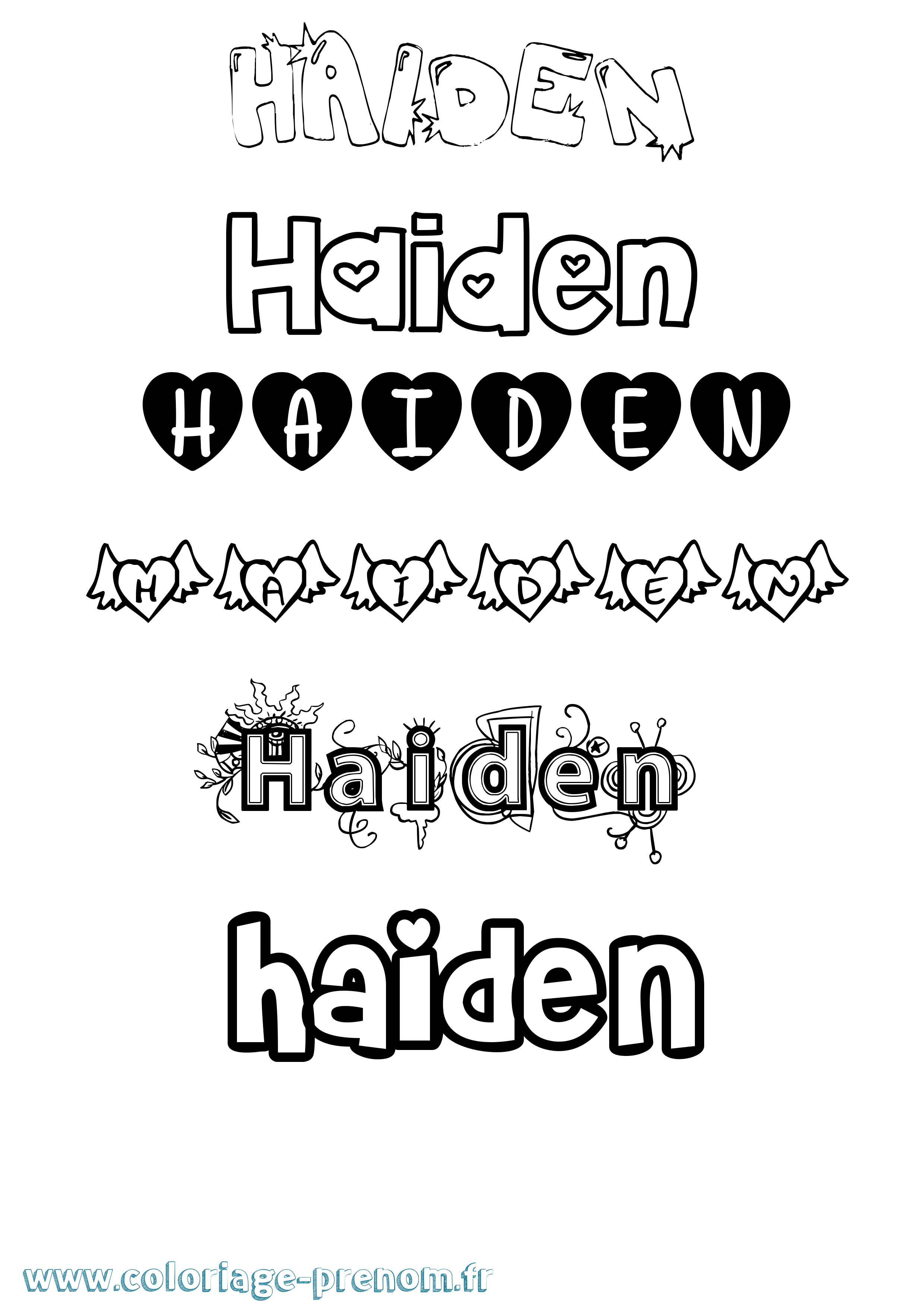 Coloriage prénom Haiden Girly