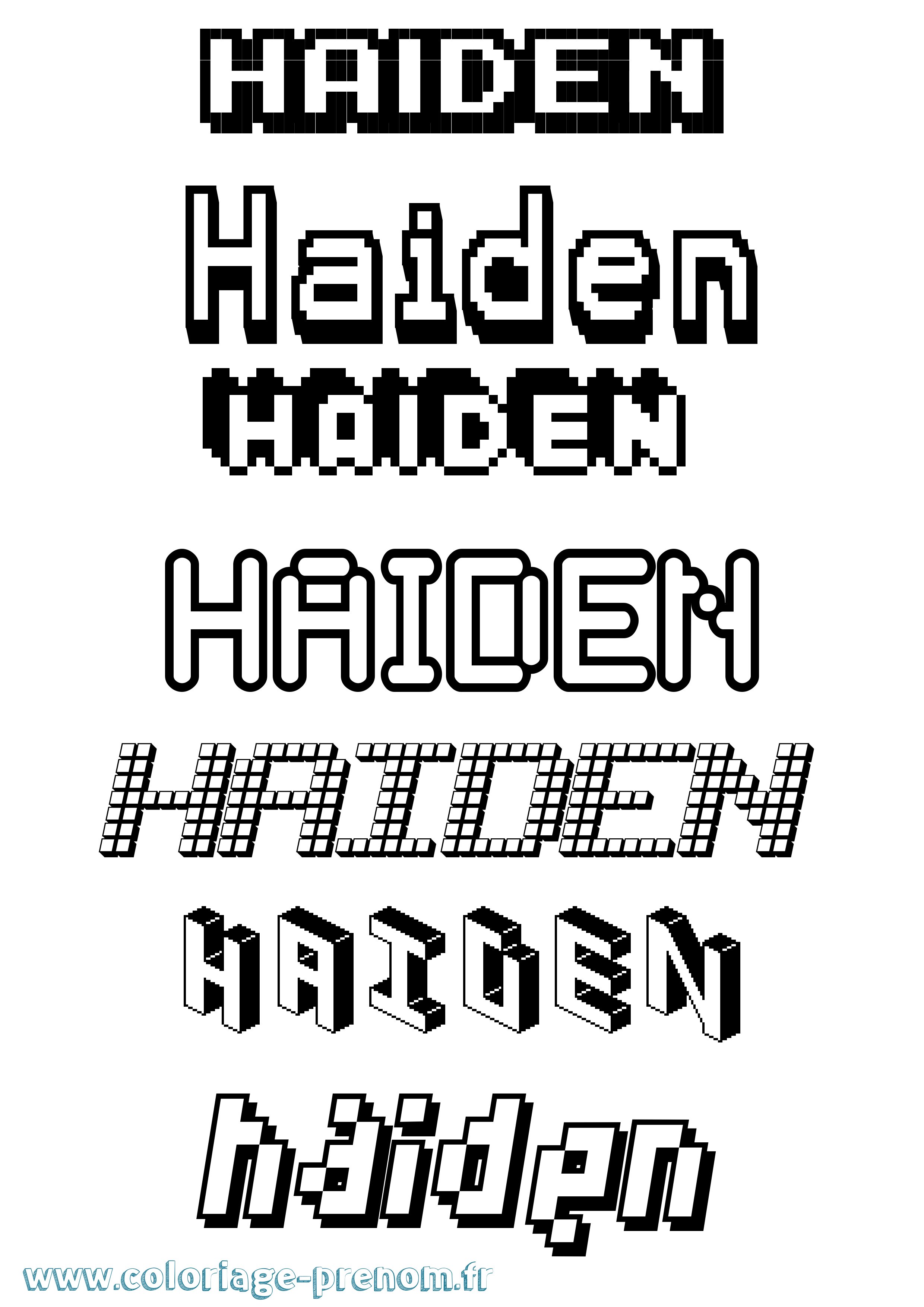 Coloriage Haiden Pixel Coloriage prénom Haiden Pixel