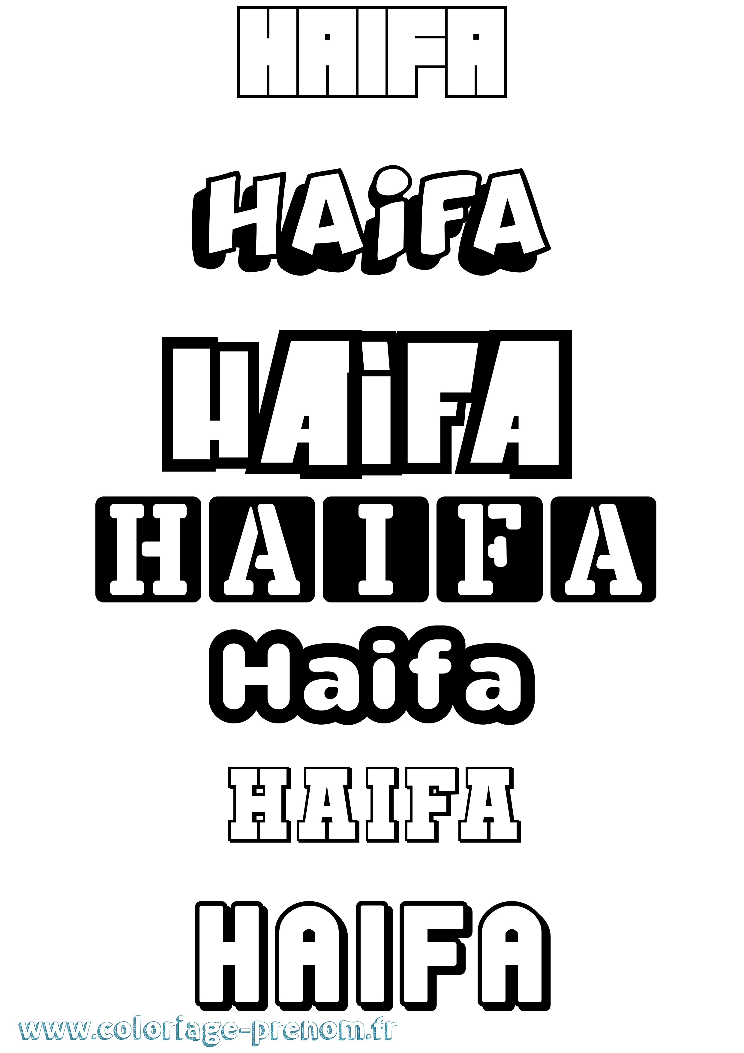 Coloriage prénom Haifa Simple