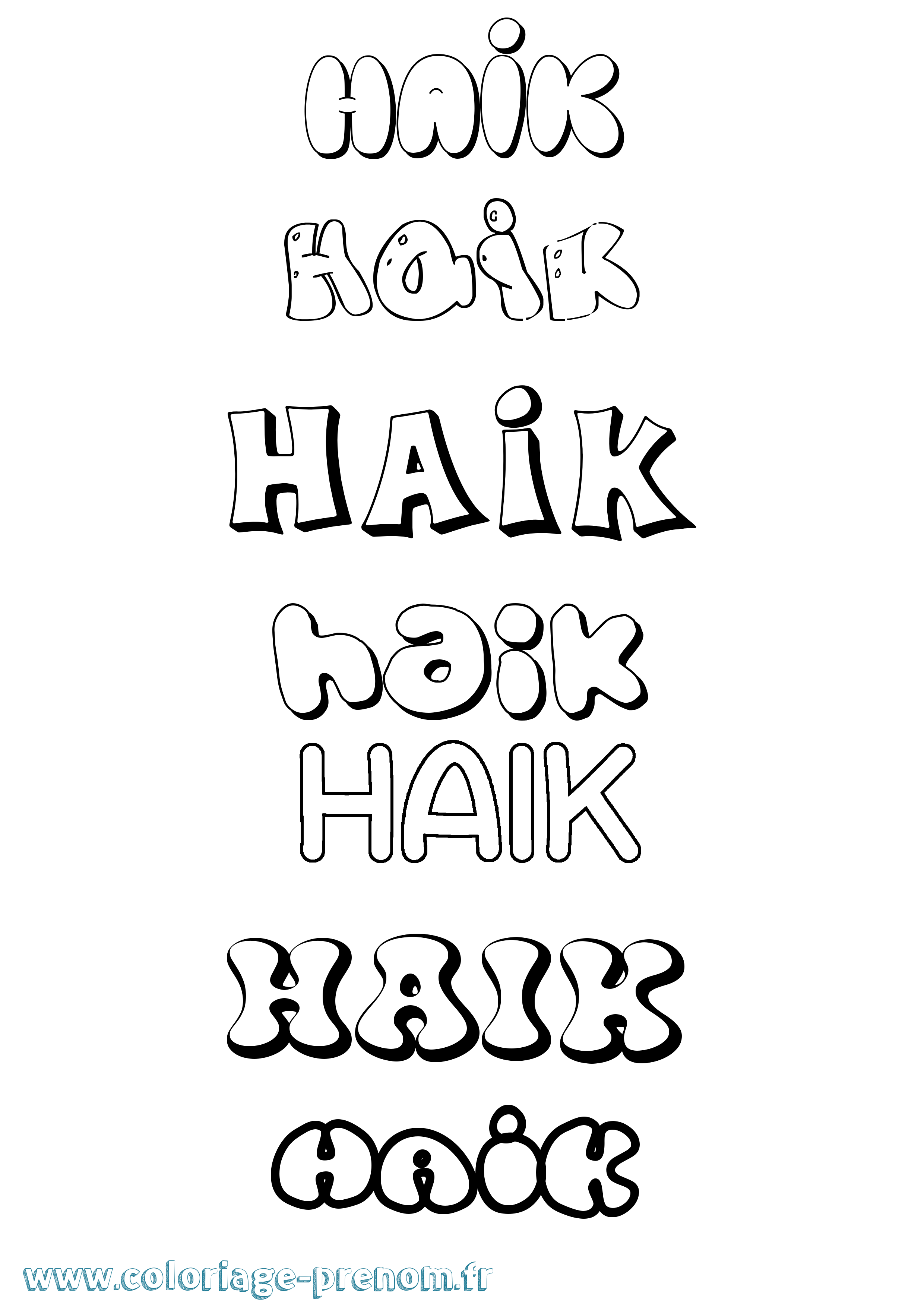 Coloriage prénom Haik Bubble