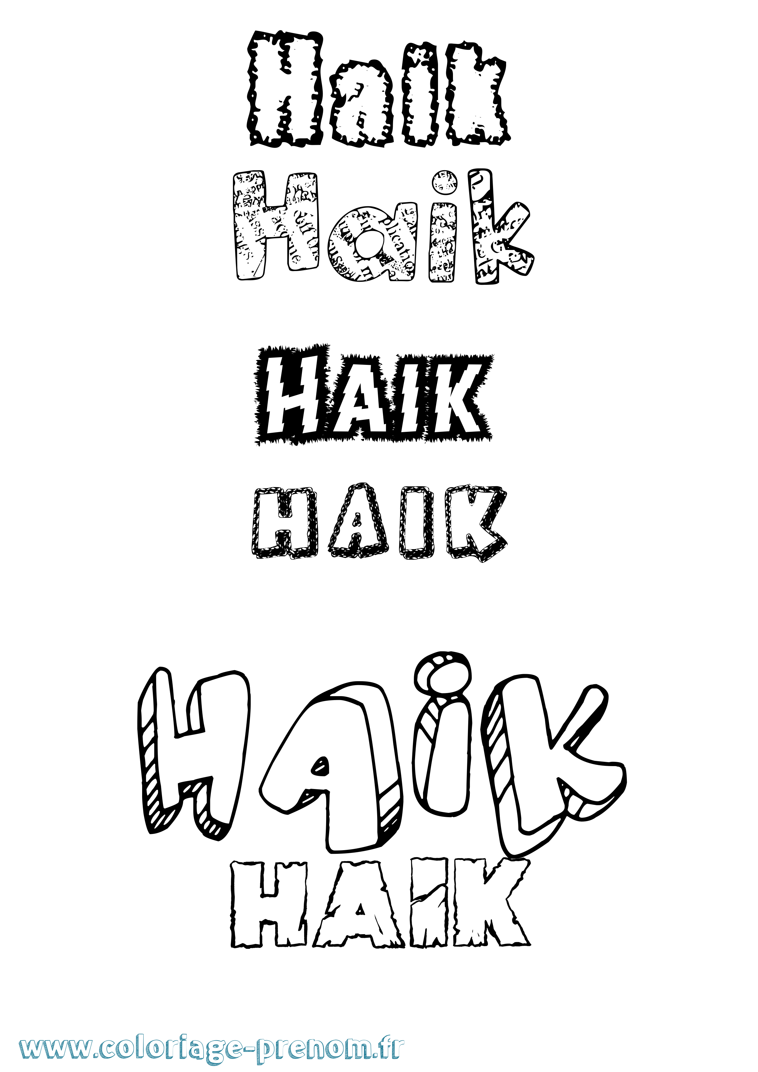 Coloriage prénom Haik Destructuré