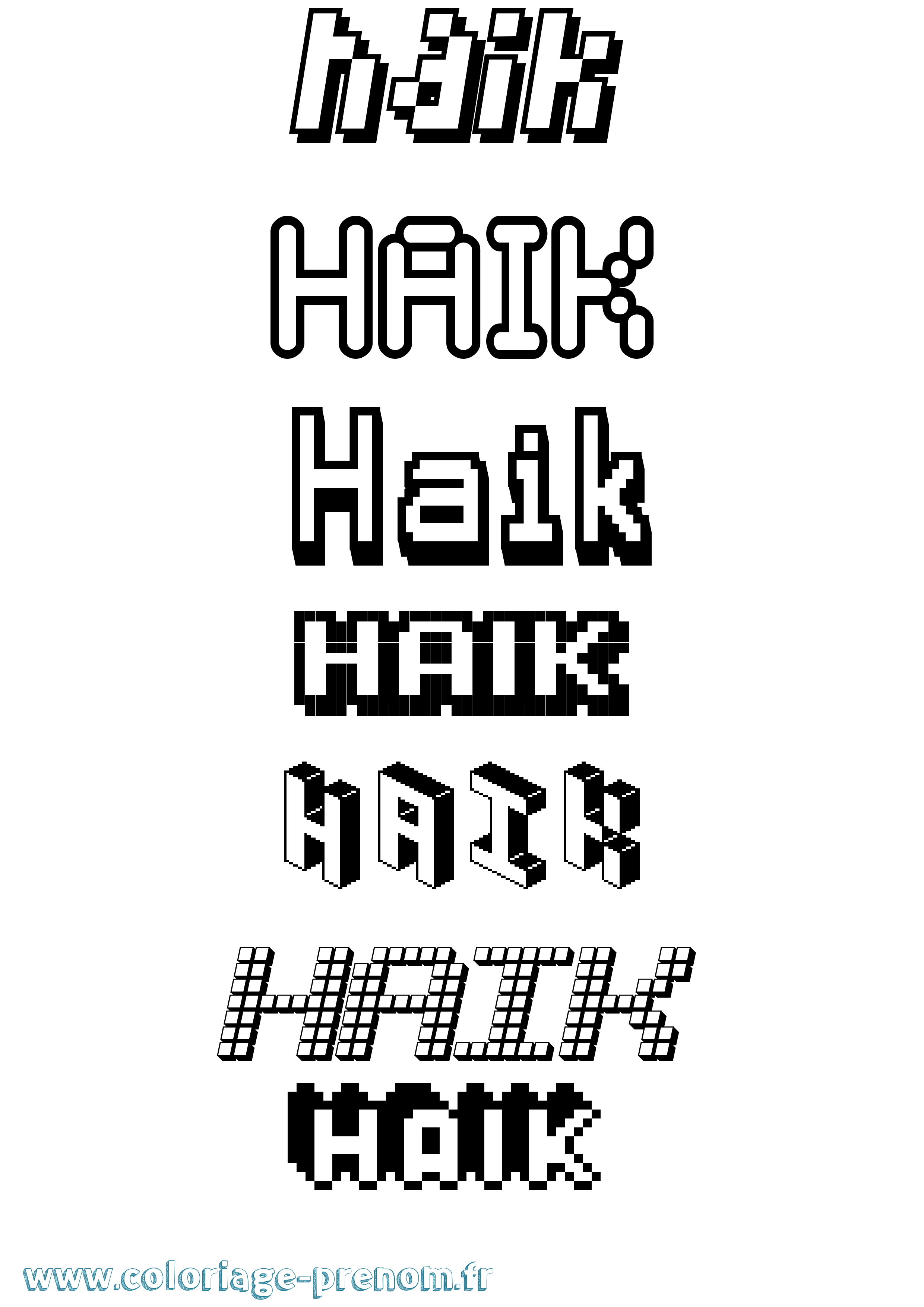Coloriage prénom Haik Pixel