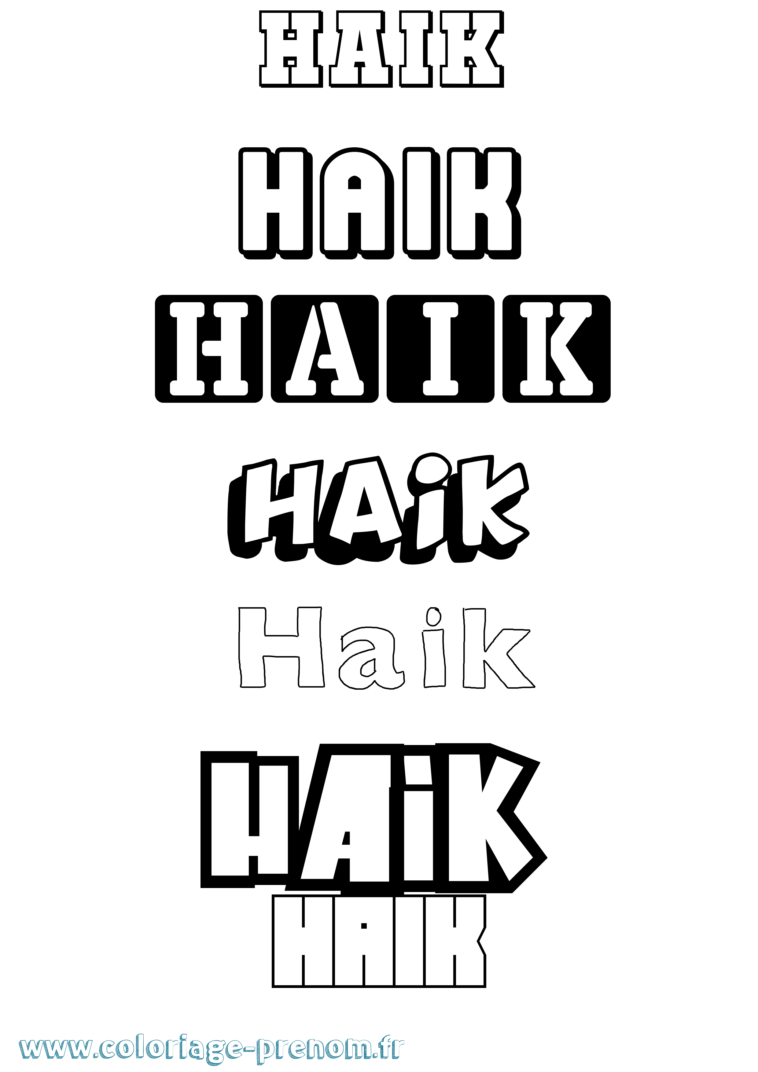 Coloriage prénom Haik Simple