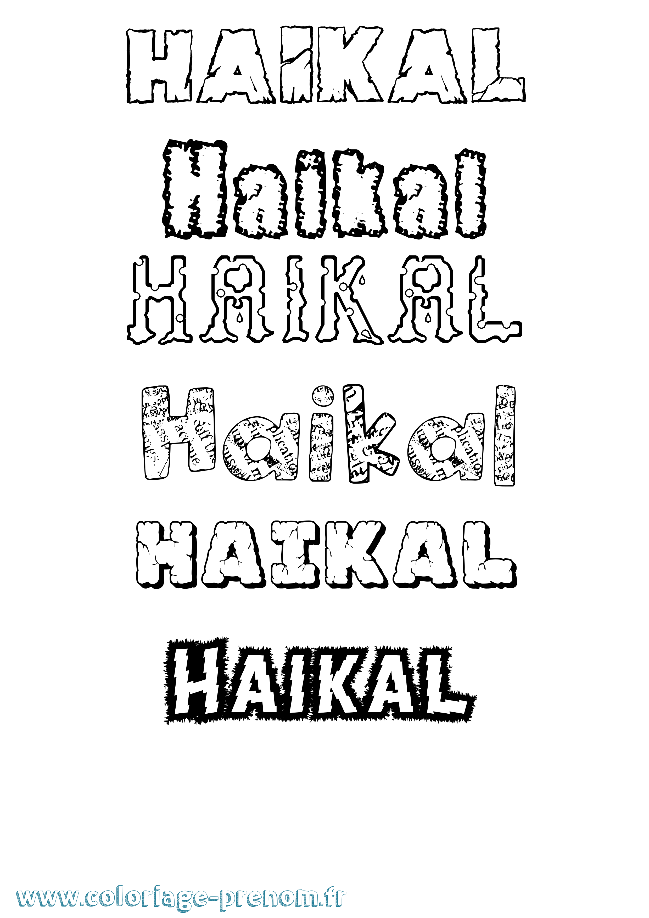 Coloriage prénom Haikal Destructuré