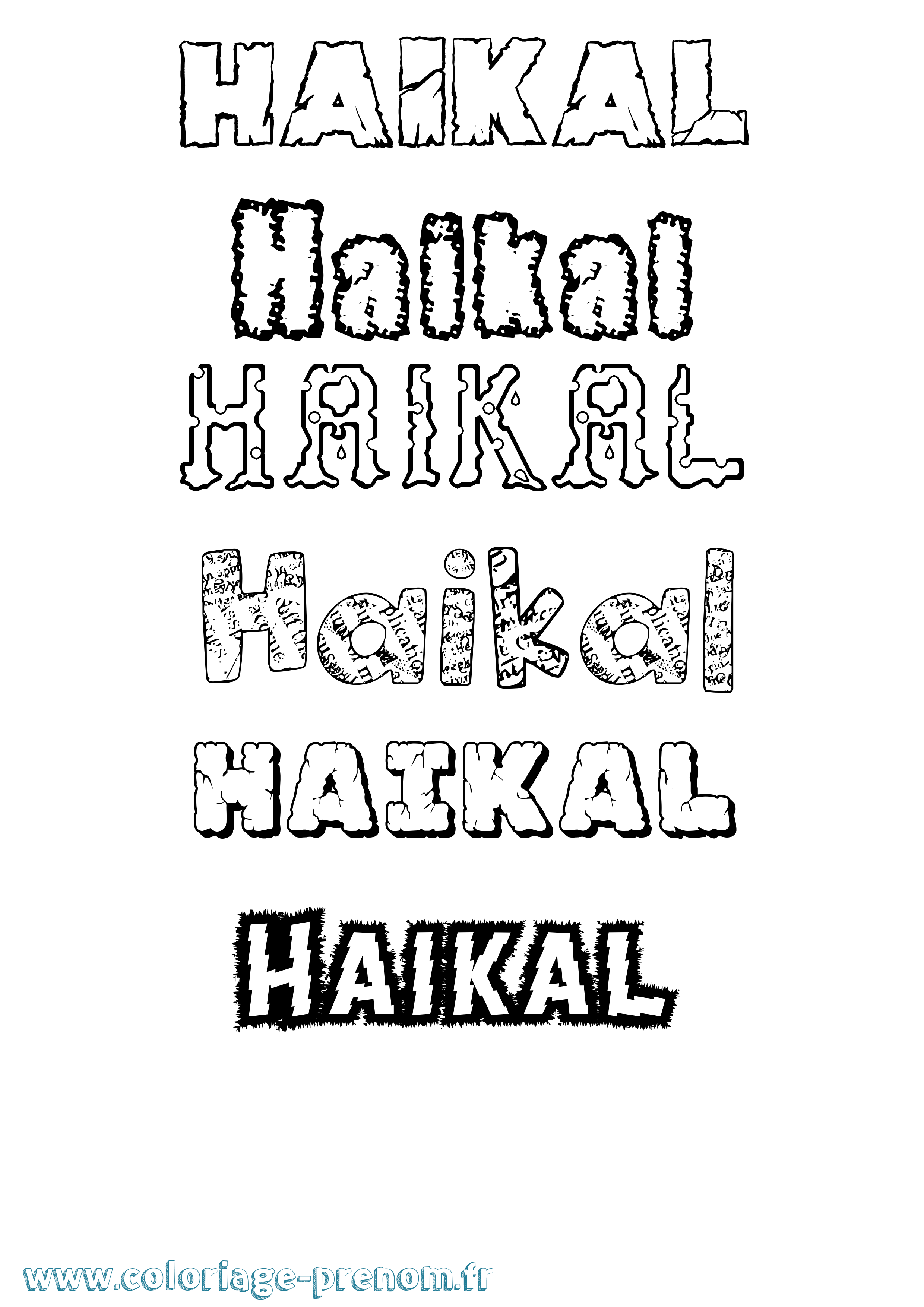 Coloriage Haikal Destructuré Coloriage prénom Haikal Destructuré
