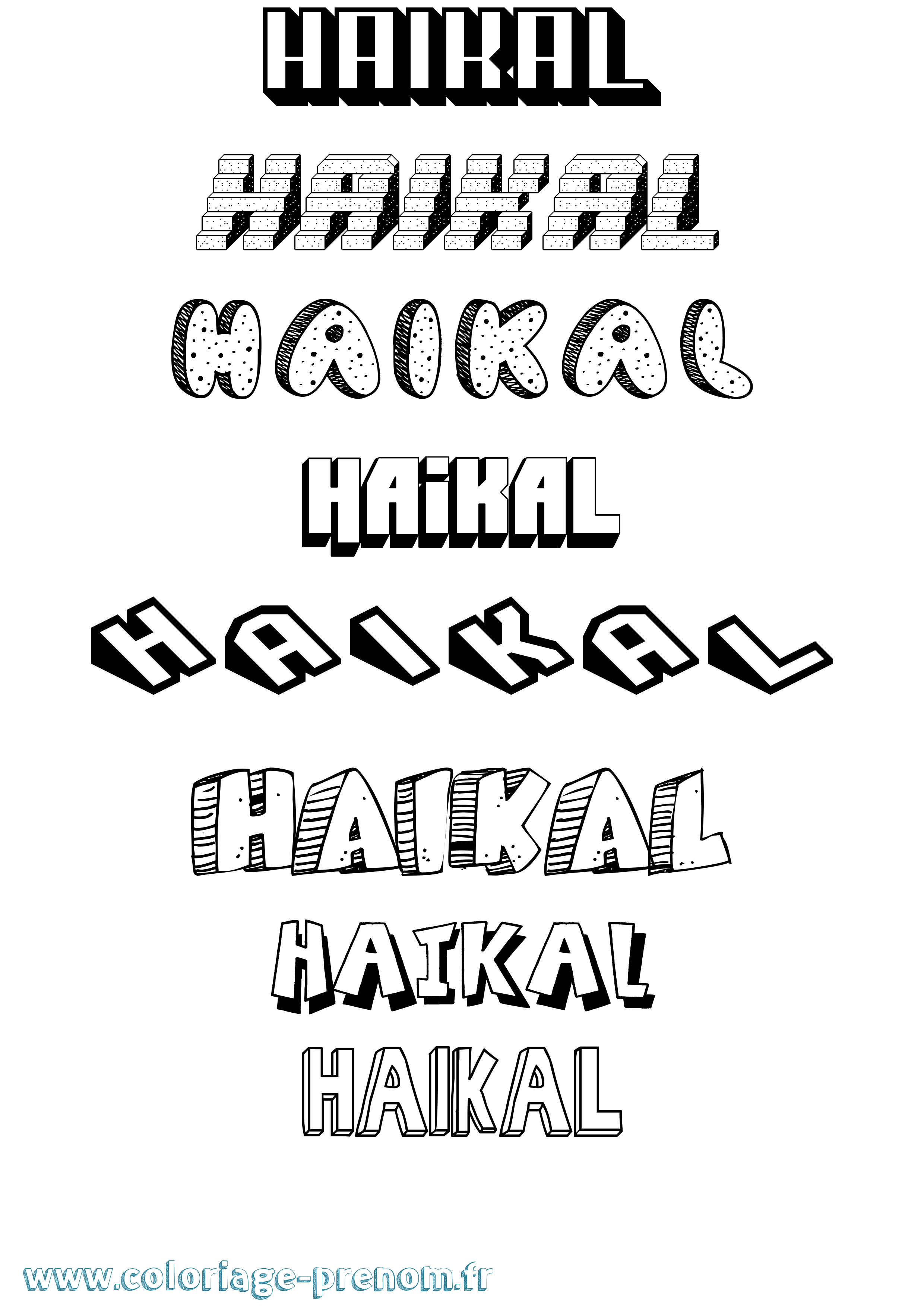 Coloriage Haikal Effet 3D Coloriage prénom Haikal Effet 3D