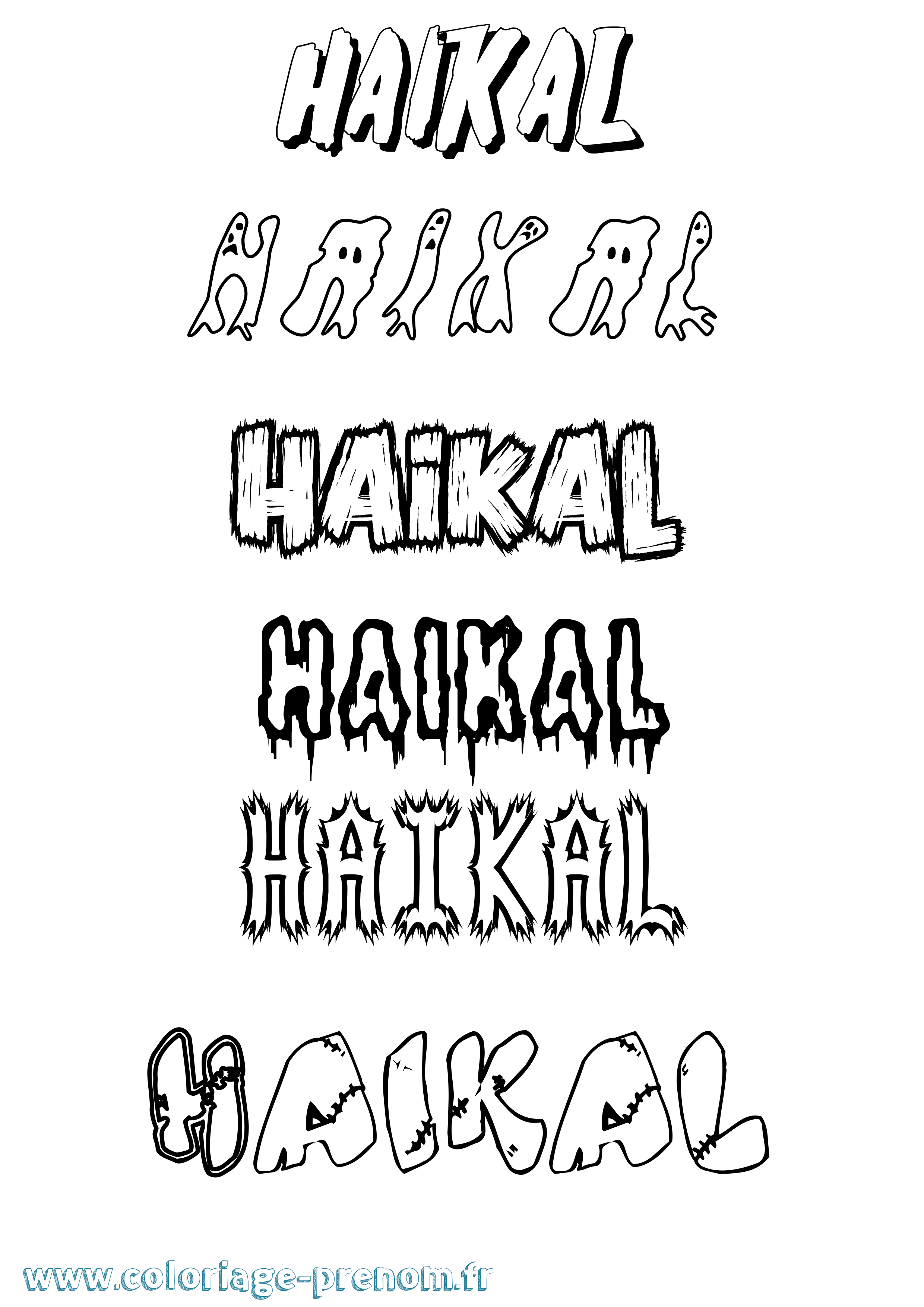 Coloriage Haikal Frisson Coloriage prénom Haikal Frisson