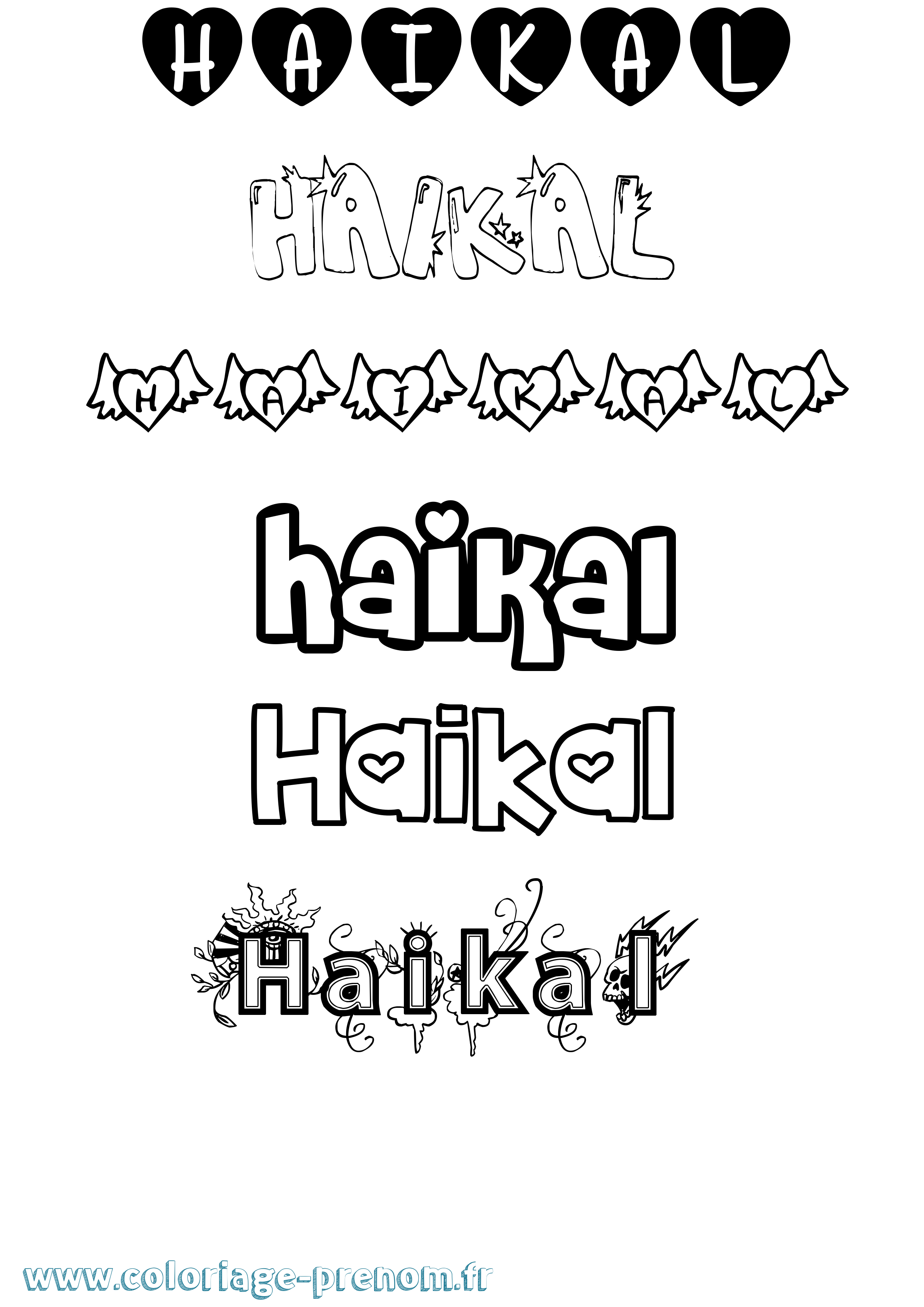 Coloriage Haikal Girly Coloriage prénom Haikal Girly