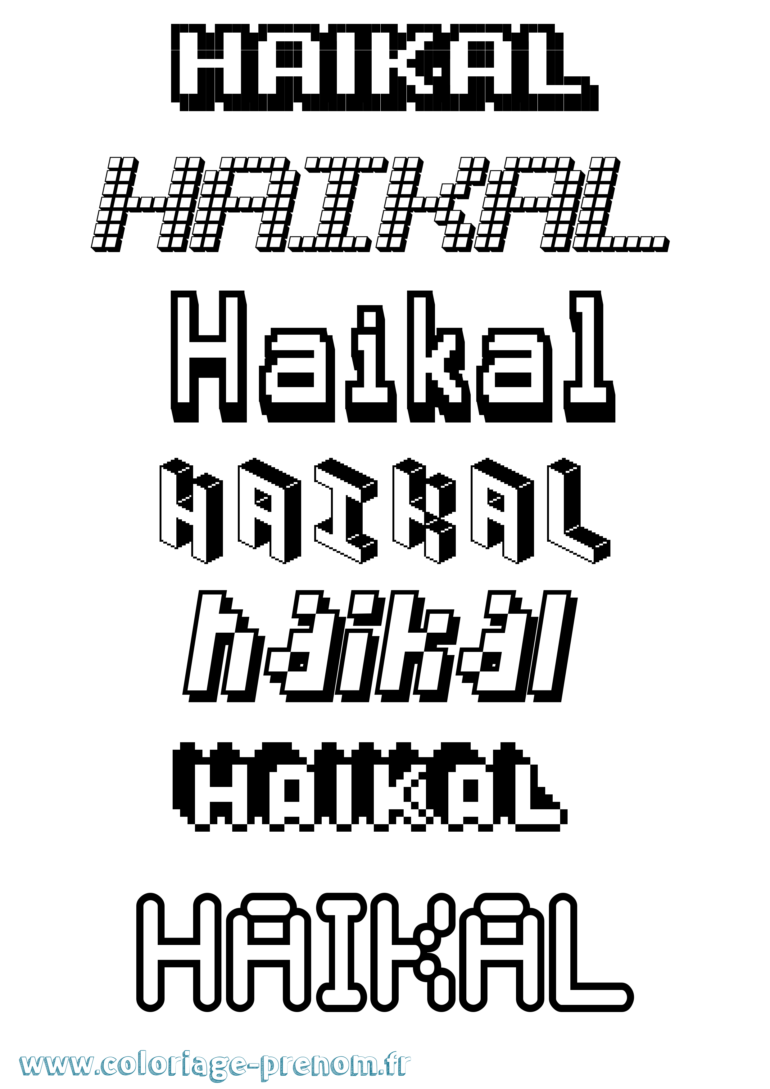 Coloriage prénom Haikal Pixel