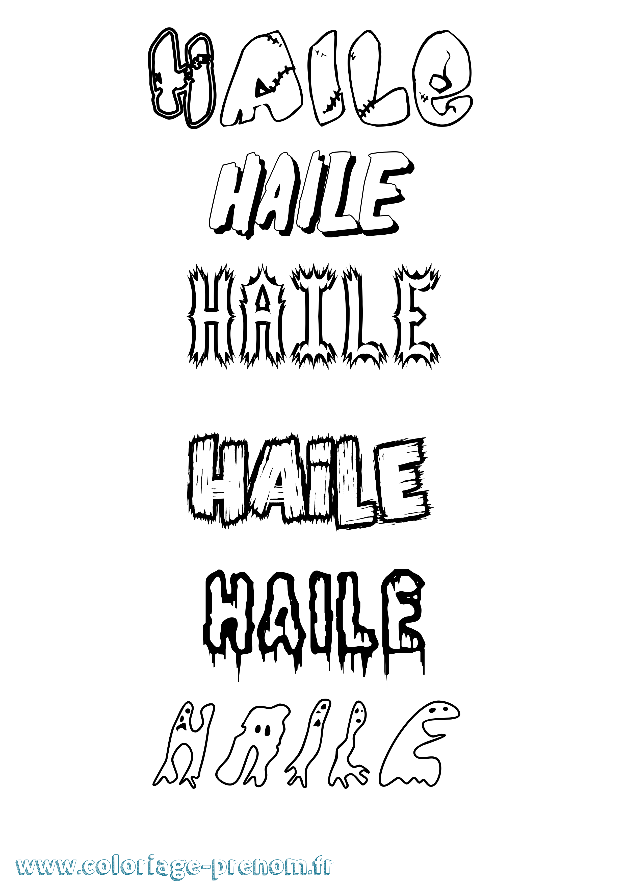 Coloriage prénom Haile Frisson