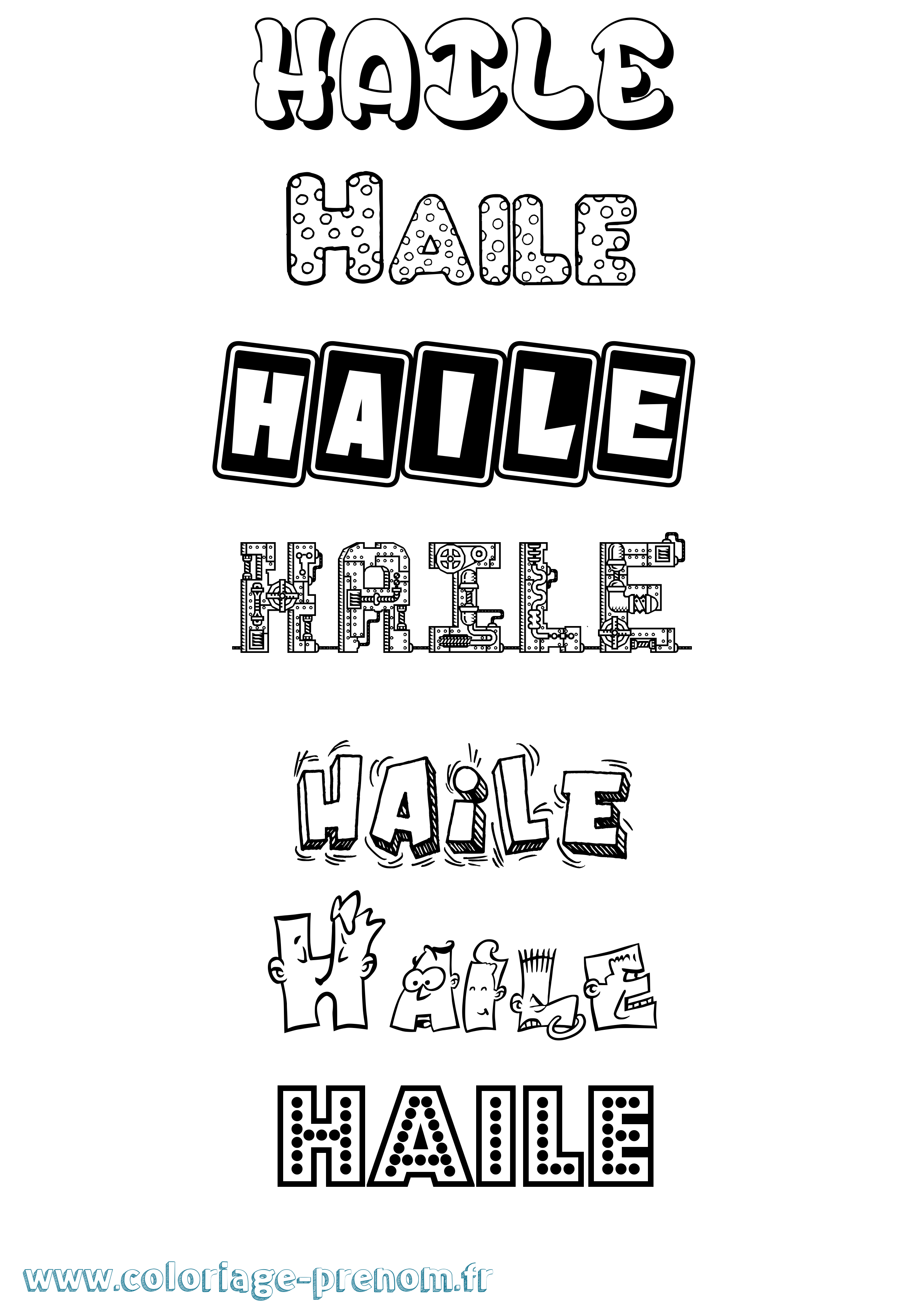 Coloriage prénom Haile Fun