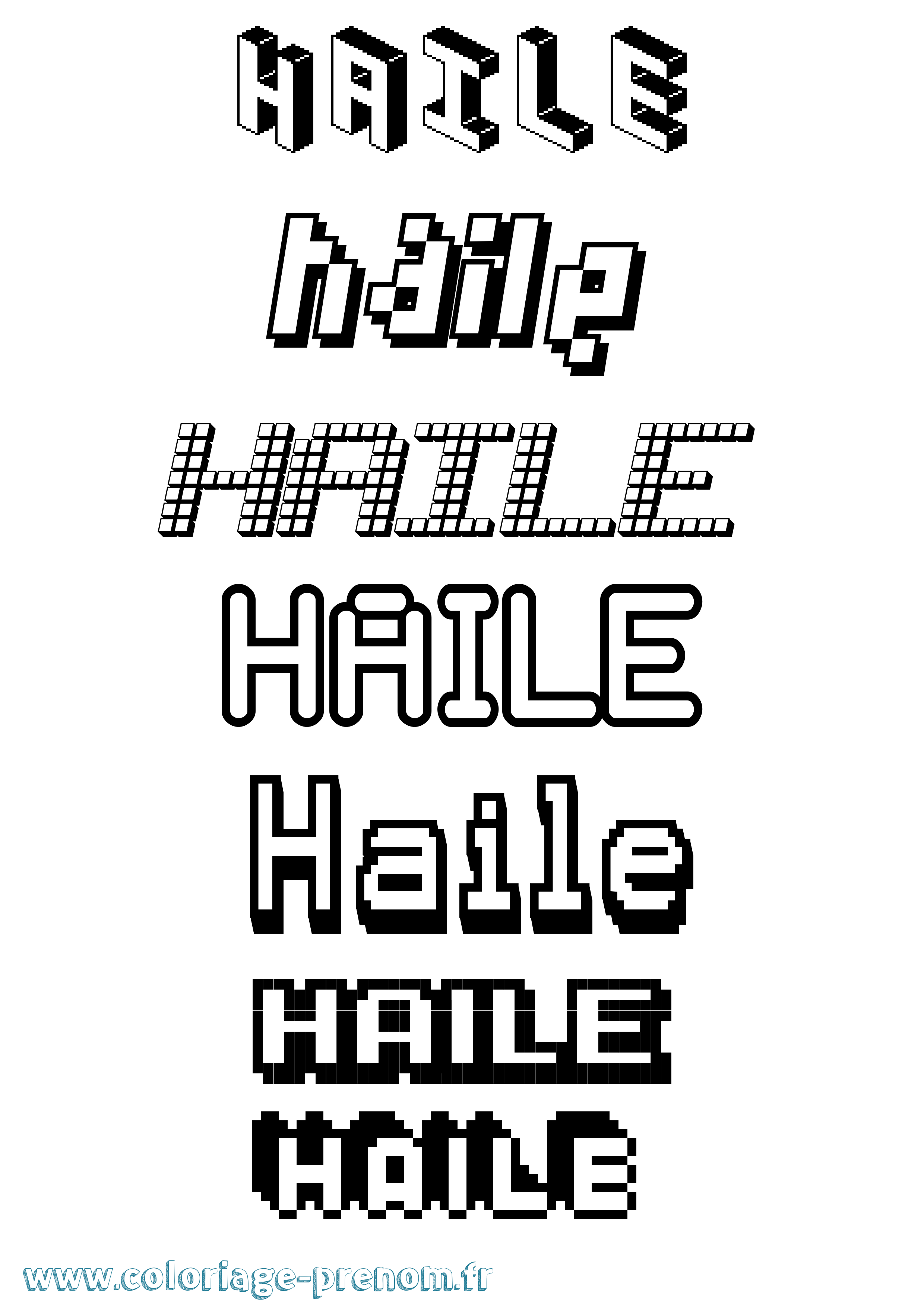 Coloriage prénom Haile Pixel