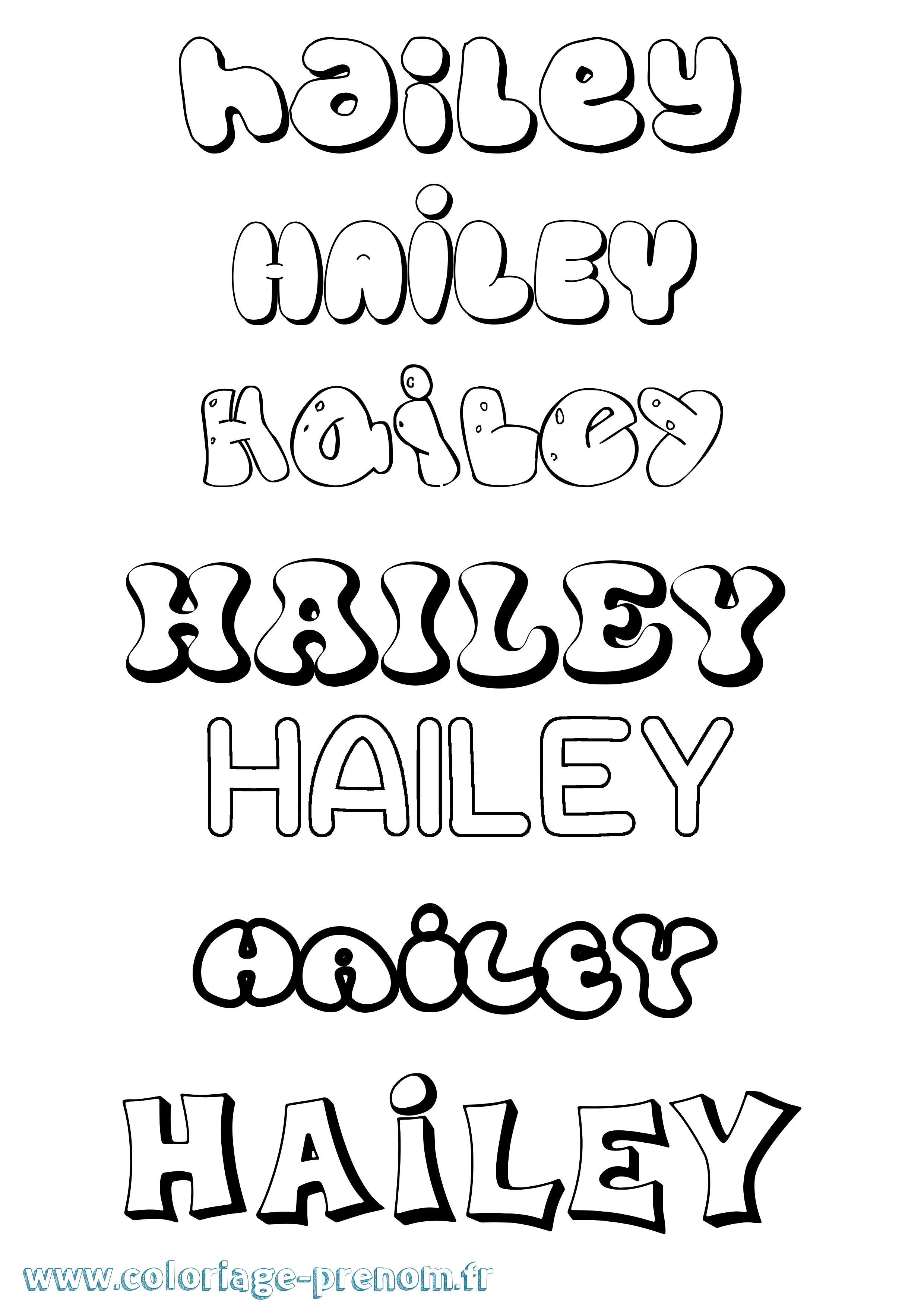 Coloriage prénom Hailey Bubble