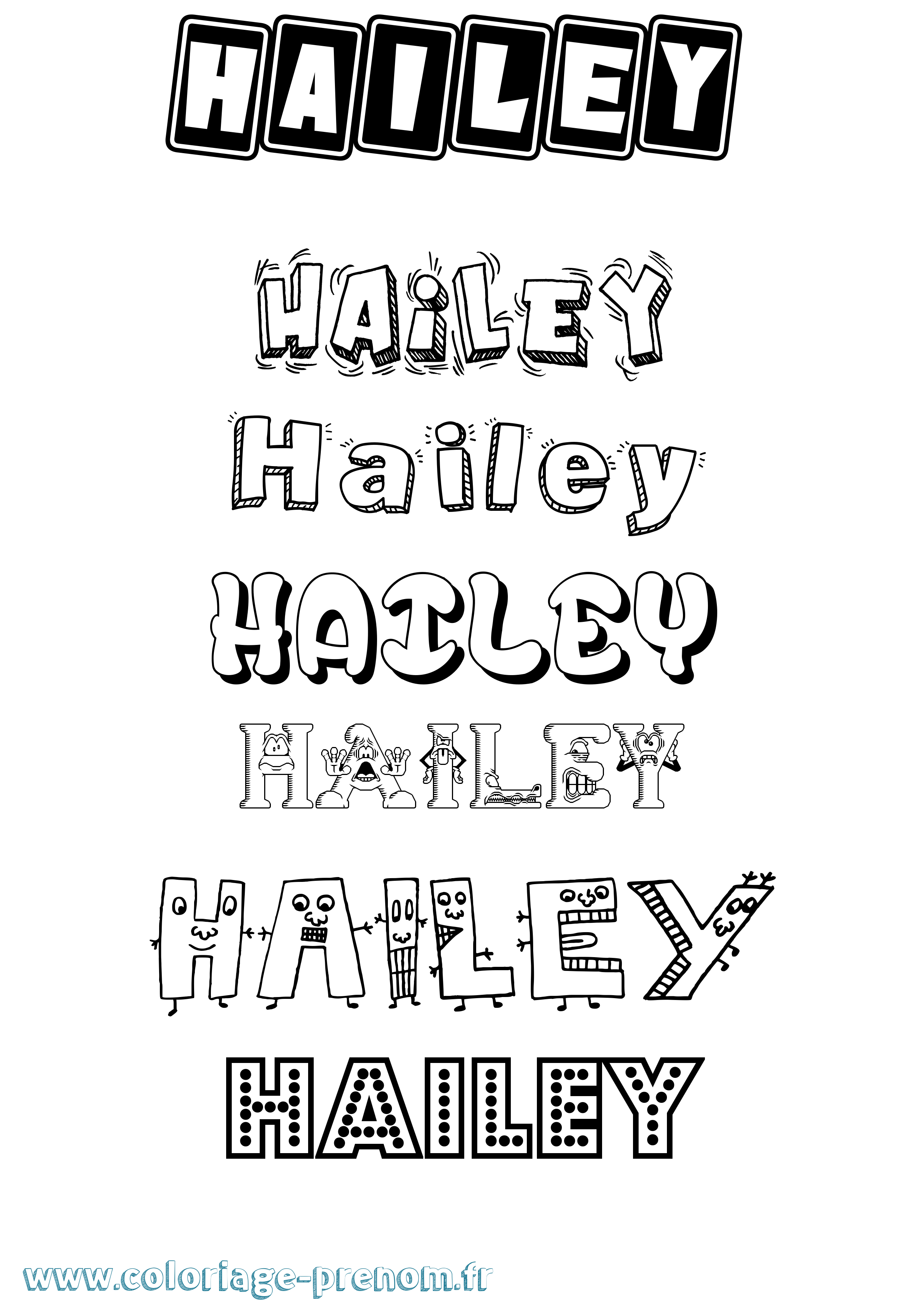 Coloriage prénom Hailey Fun