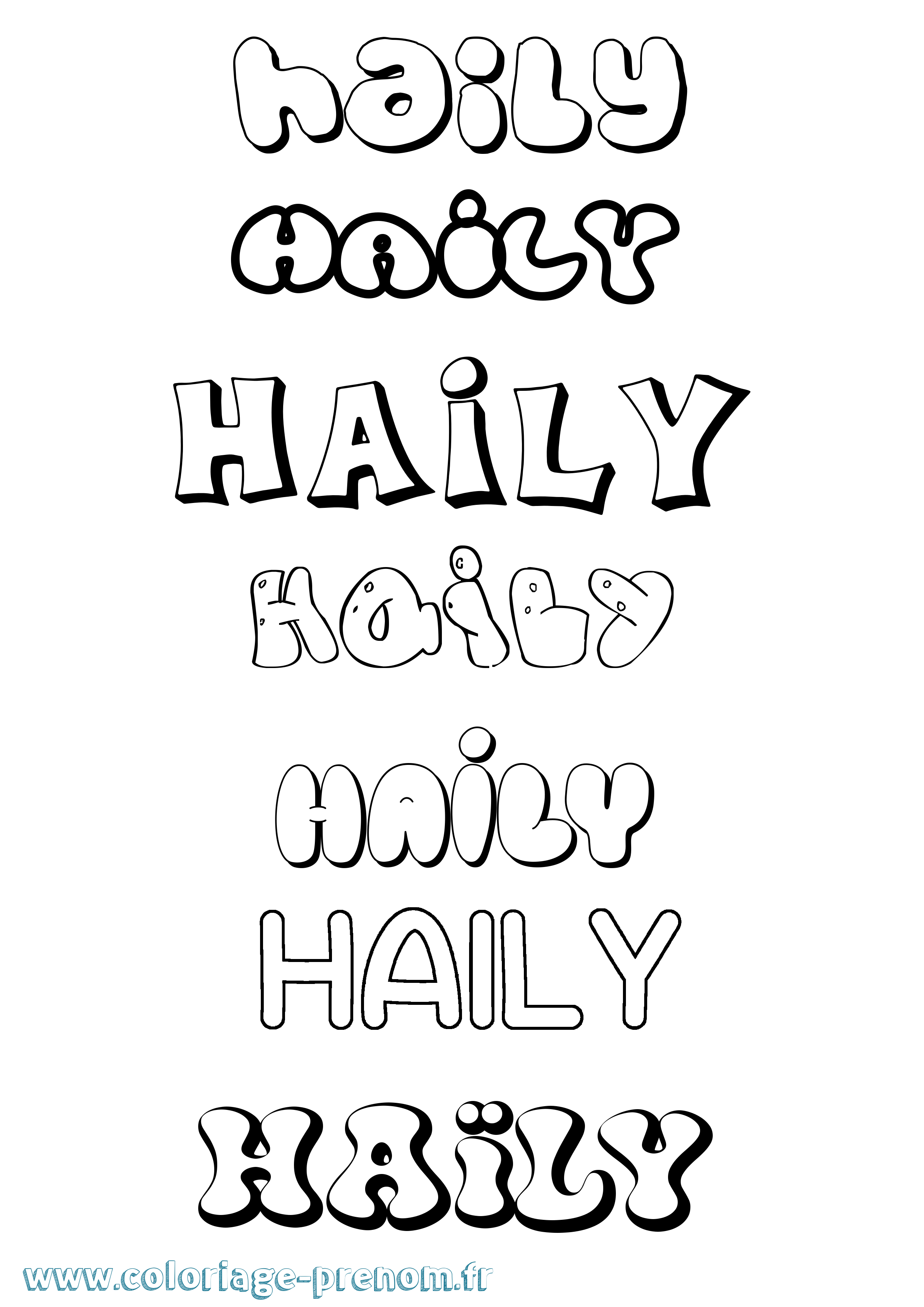 Coloriage Haïly Bubble Coloriage prénom Haïly Bubble