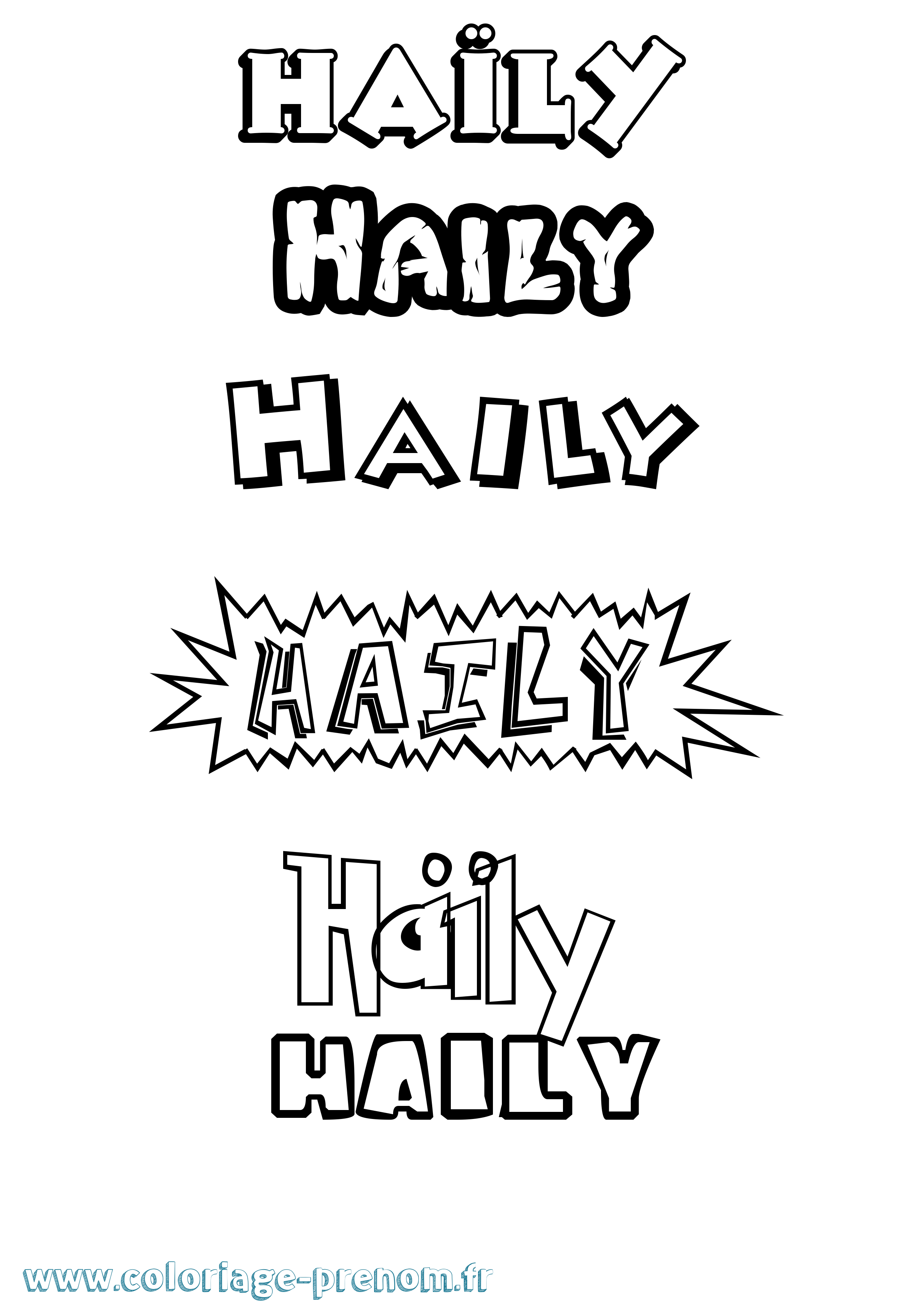 Coloriage Haïly Dessin Animé Coloriage prénom Haïly Dessin Animé