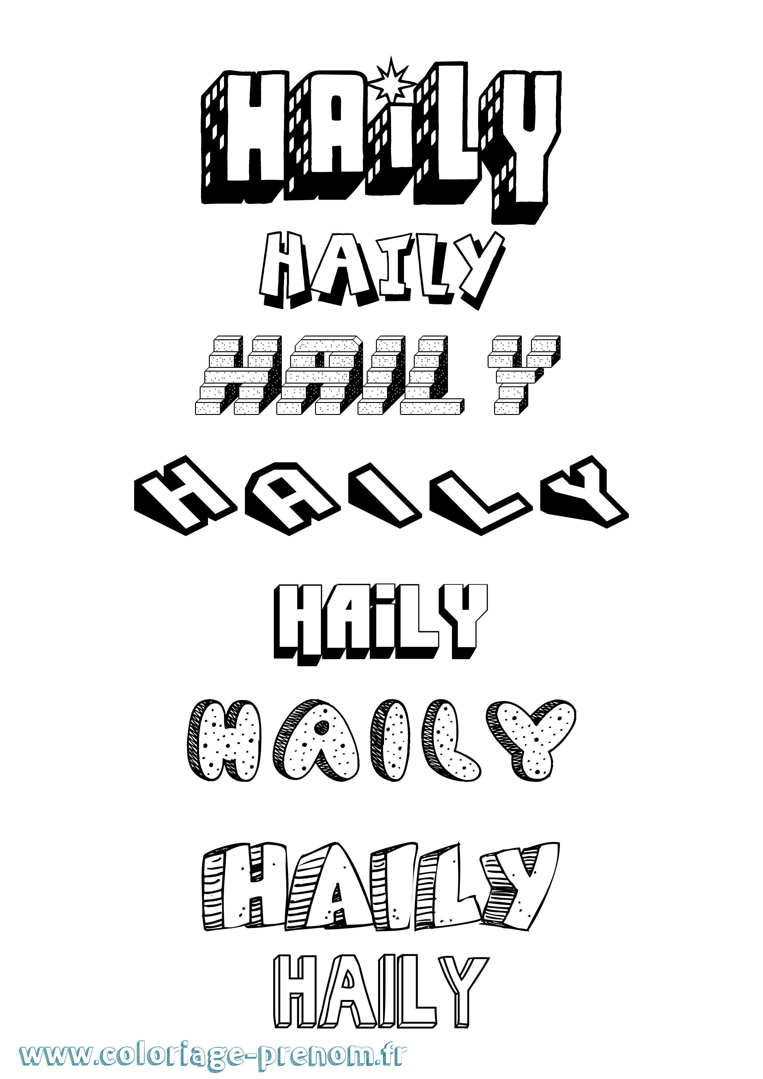 Coloriage Haïly Effet 3D Coloriage prénom Haïly Effet 3D