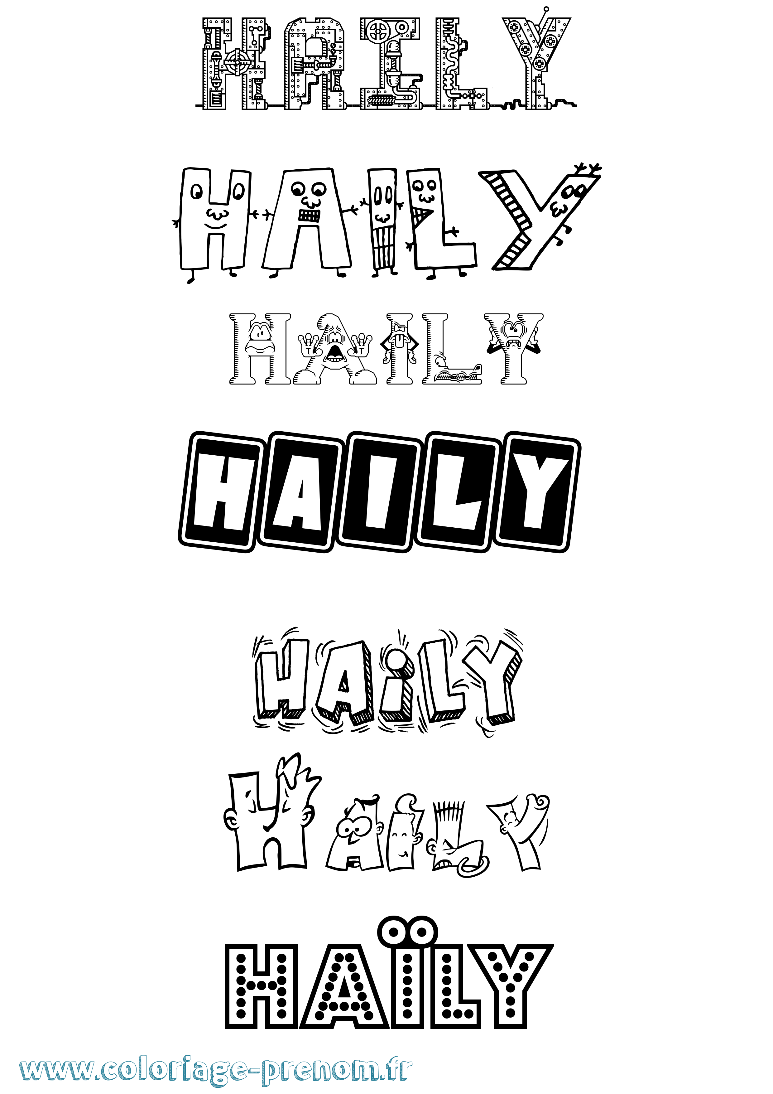 Coloriage Haïly Fun Coloriage prénom Haïly Fun