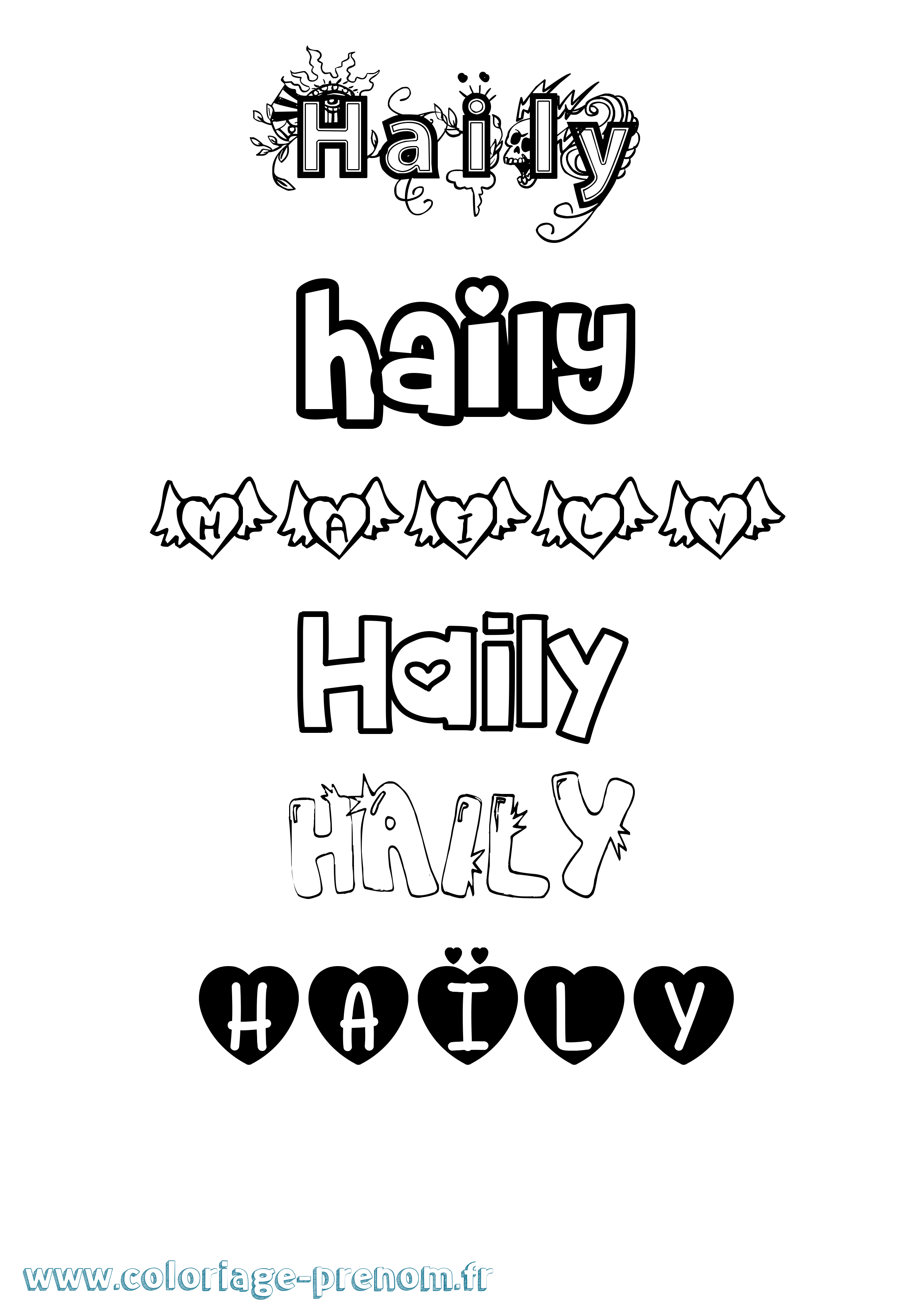 Coloriage Haïly Girly Coloriage prénom Haïly Girly