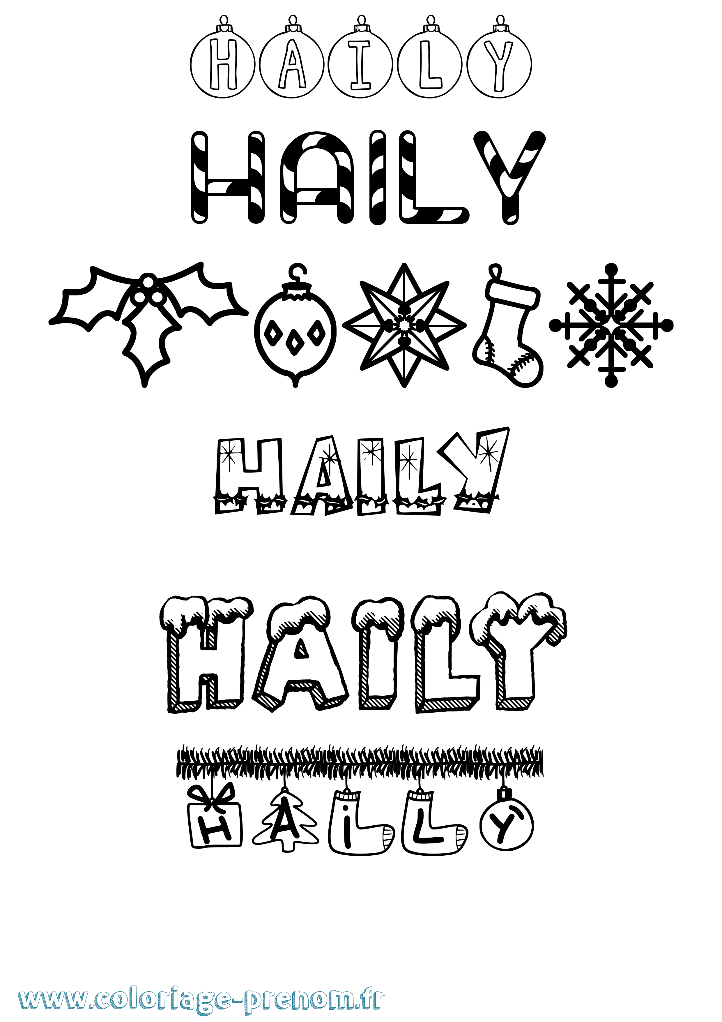 Coloriage Haïly Noël Coloriage prénom Haïly Noël