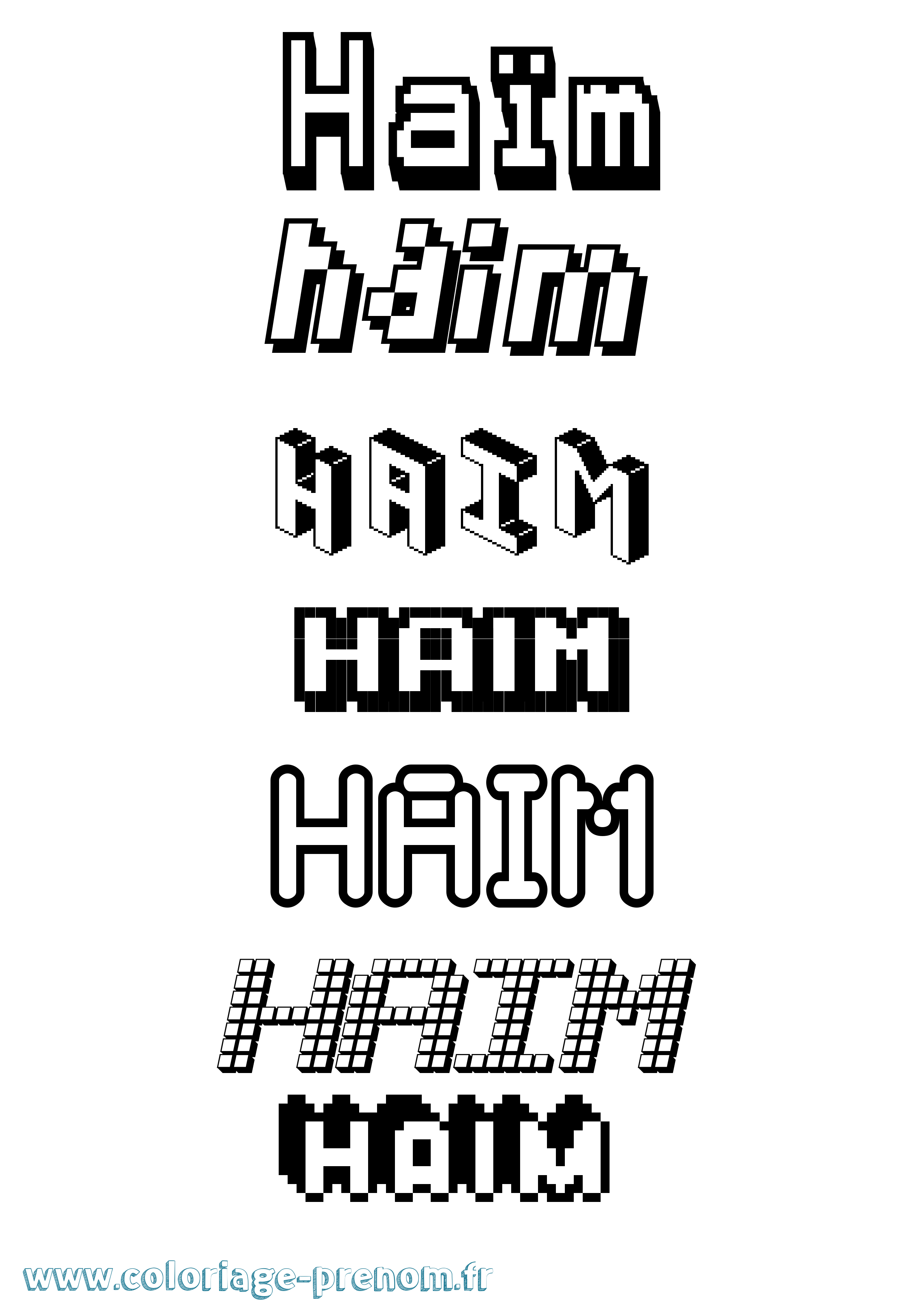Coloriage prénom Haïm Pixel