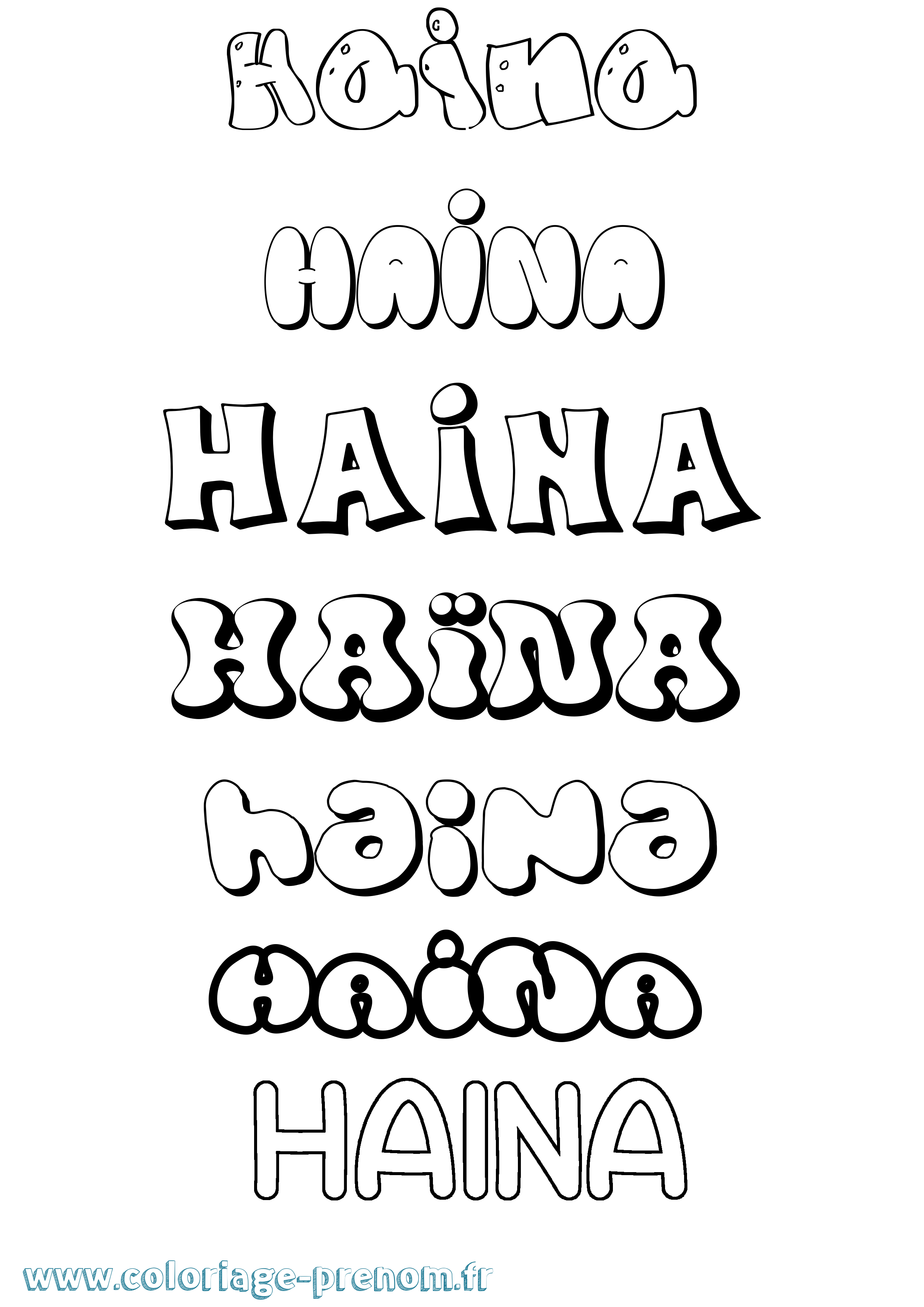 Coloriage Haïna Bubble Coloriage prénom Haïna Bubble