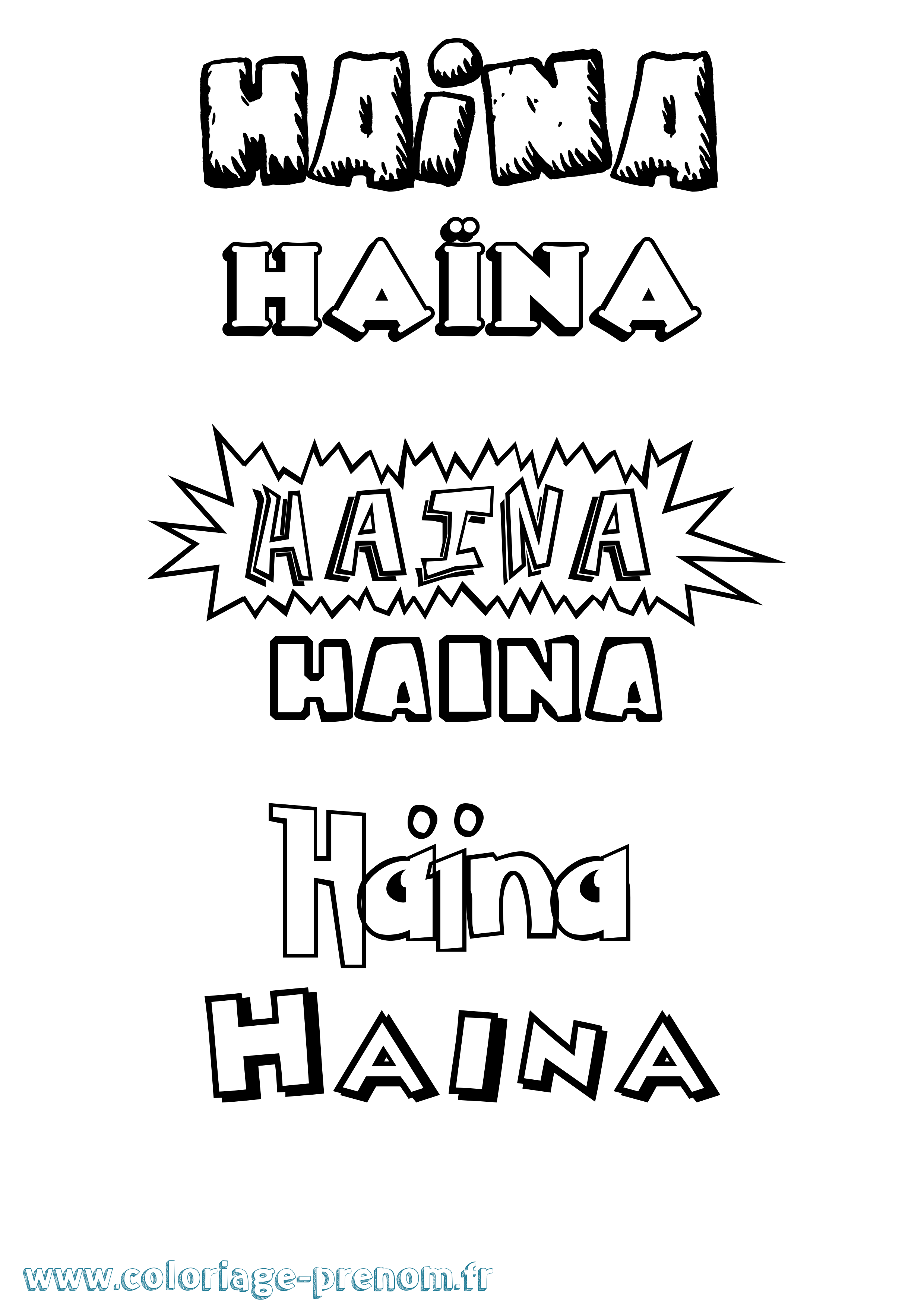 Coloriage Haïna Dessin Animé Coloriage prénom Haïna Dessin Animé