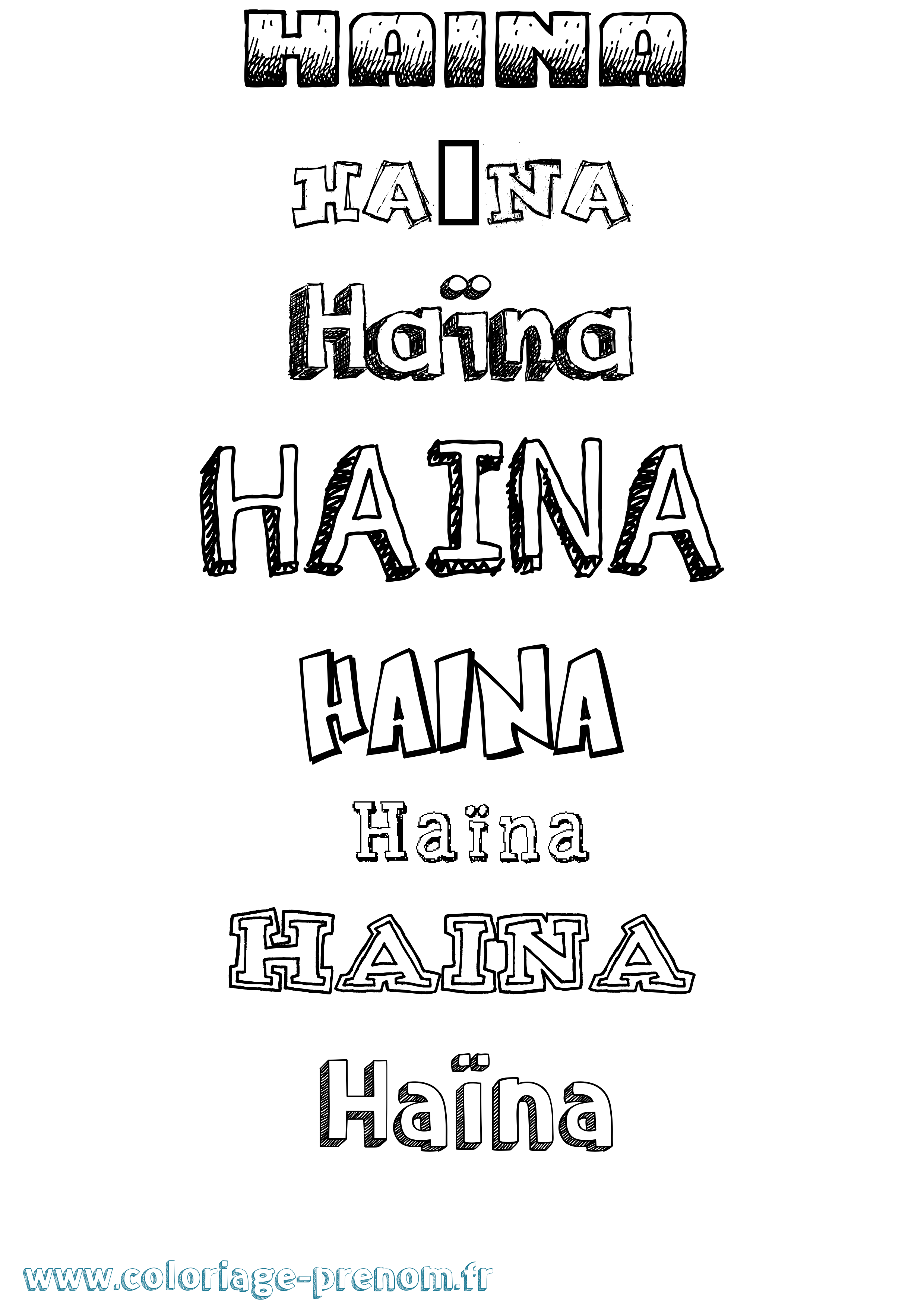Coloriage Haïna Dessiné Coloriage prénom Haïna Dessiné