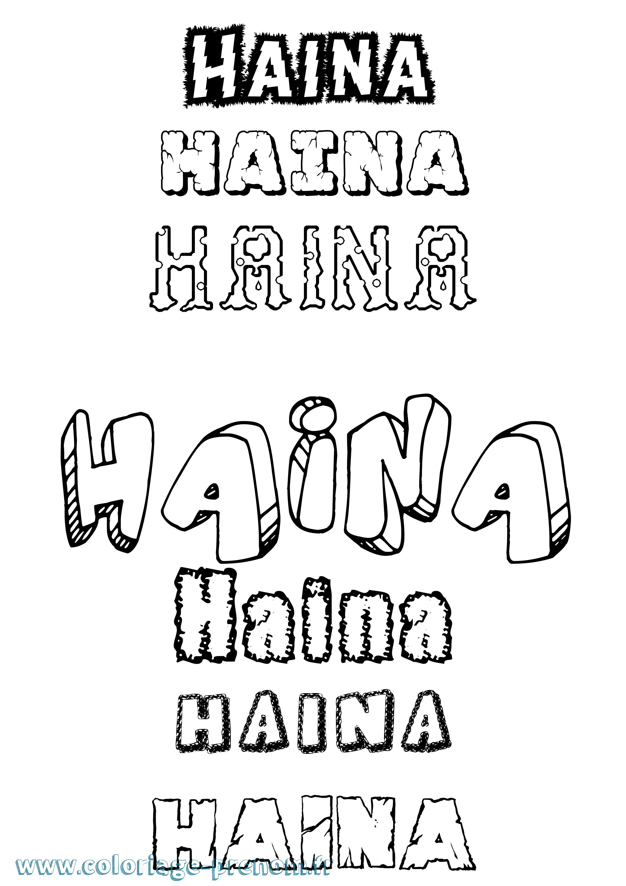 Coloriage Haïna Destructuré Coloriage prénom Haïna Destructuré