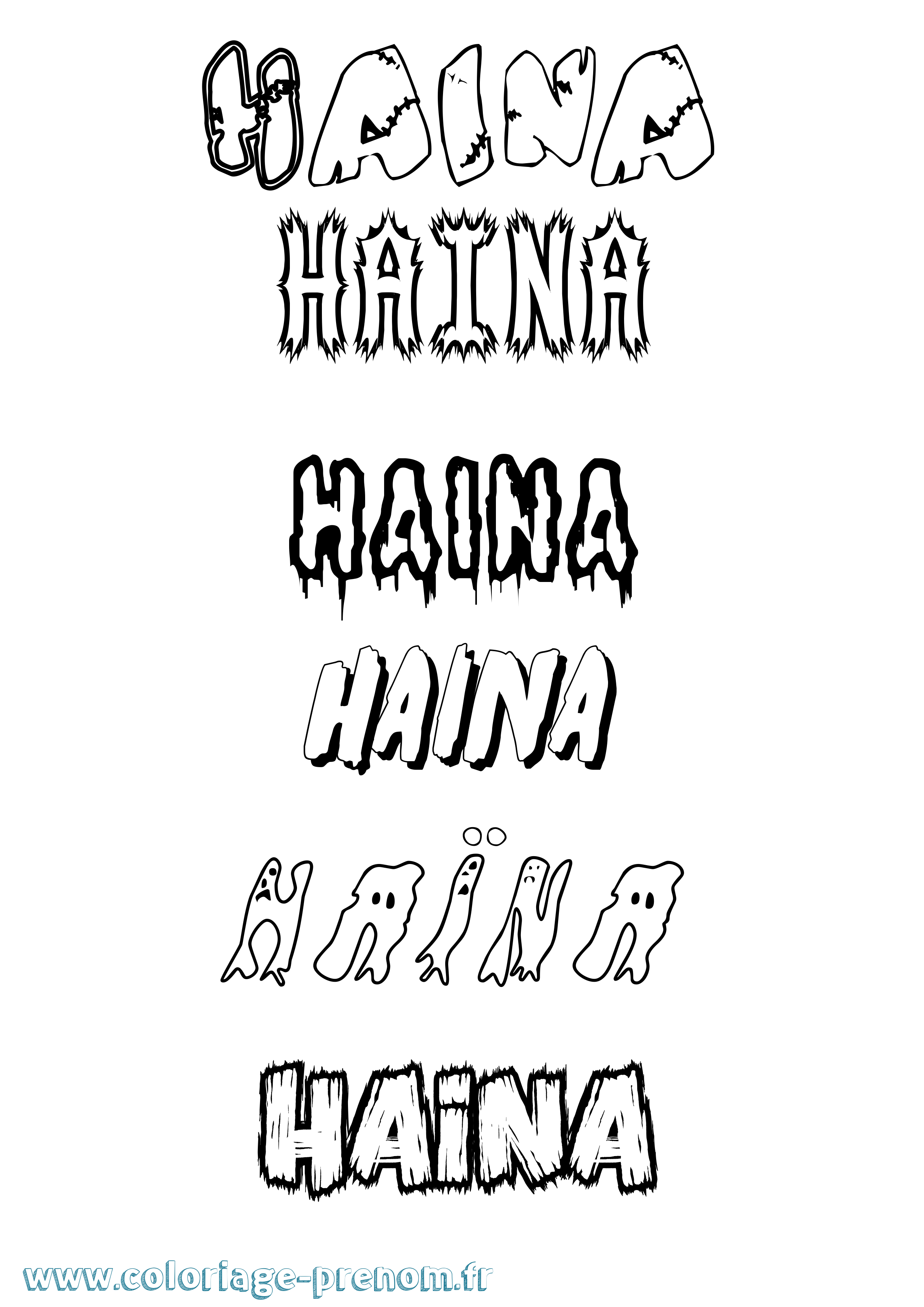Coloriage Haïna Frisson Coloriage prénom Haïna Frisson