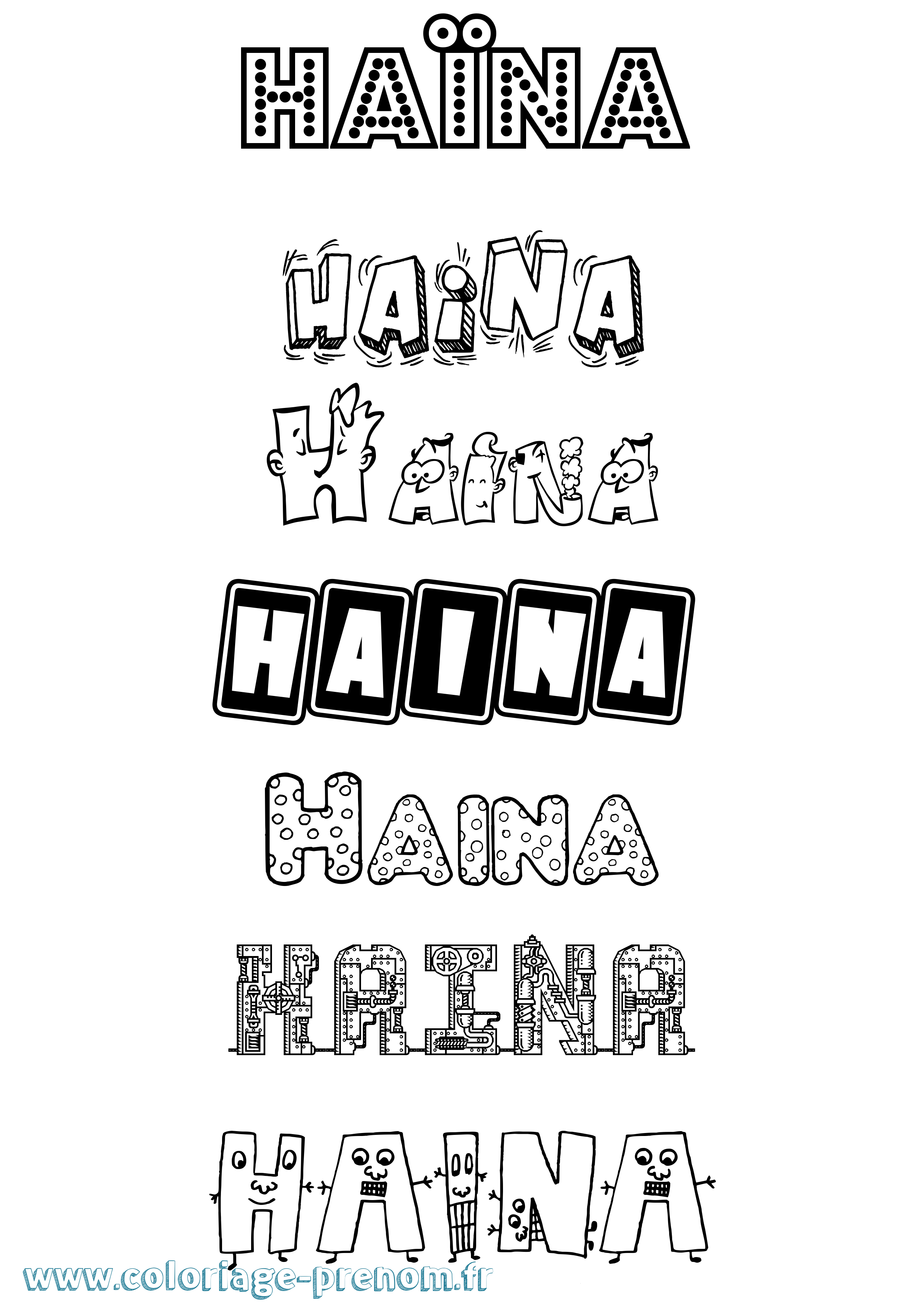 Coloriage Haïna Fun Coloriage prénom Haïna Fun