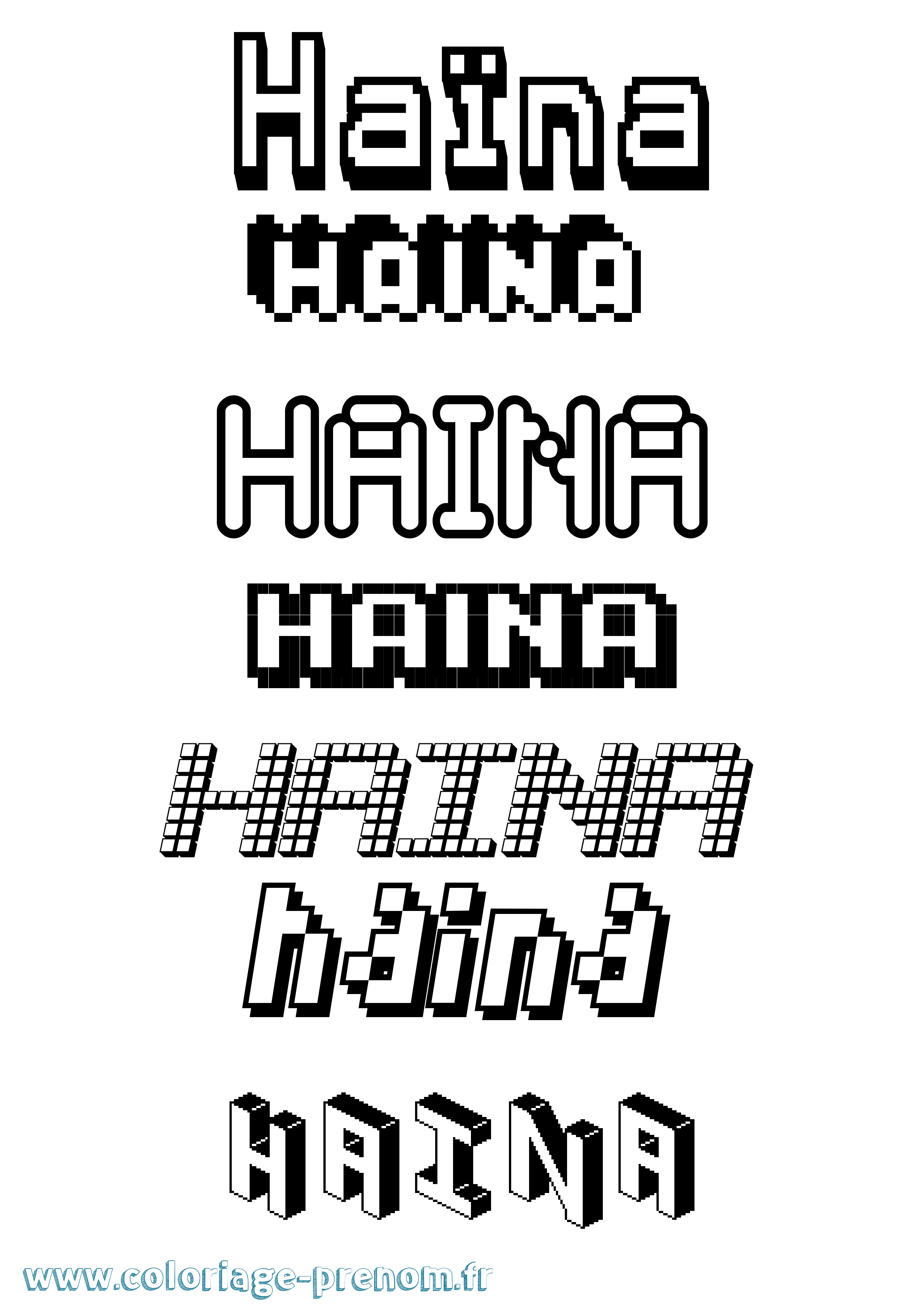 Coloriage Haïna Pixel Coloriage prénom Haïna Pixel
