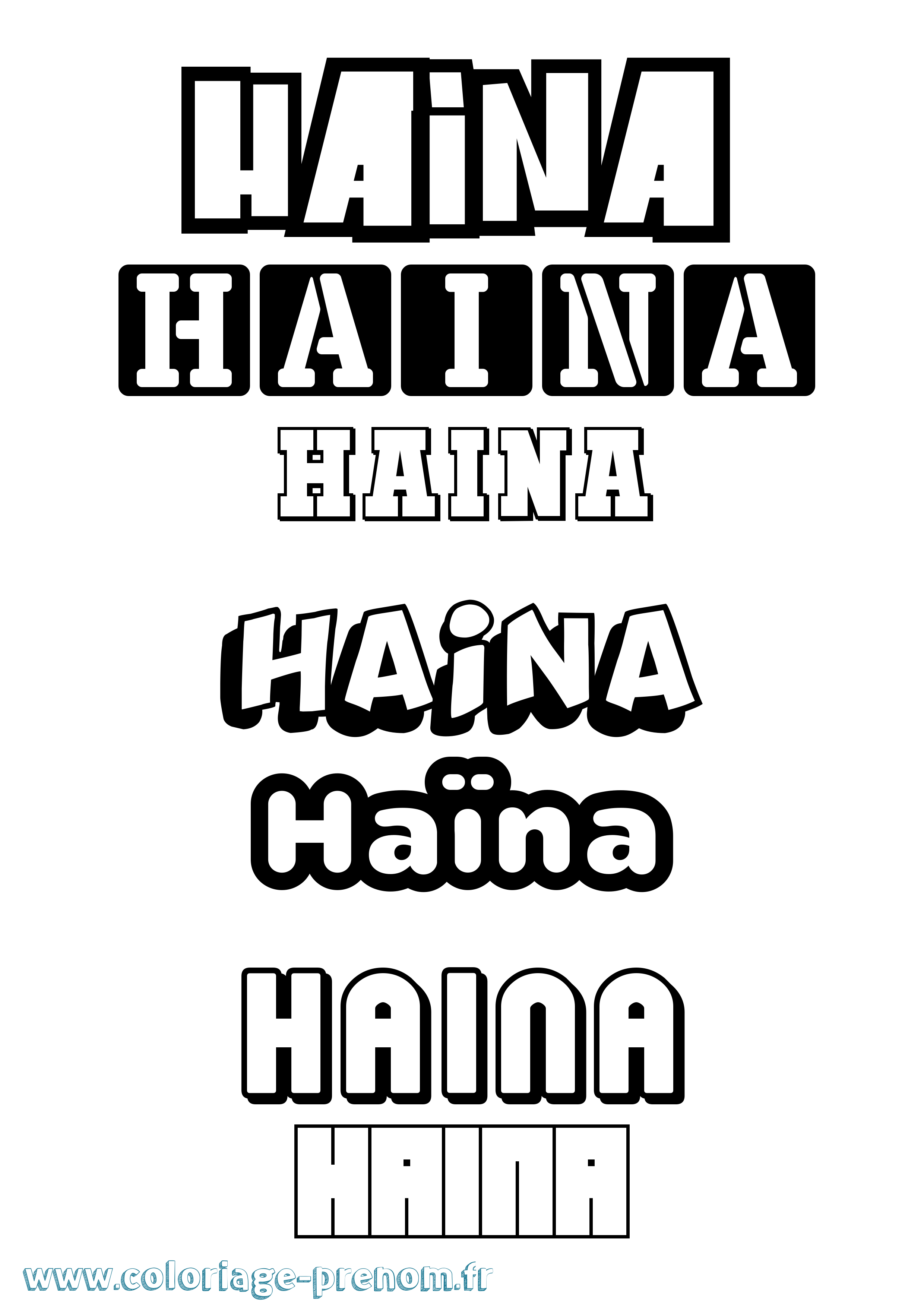Coloriage Haïna Simple Coloriage prénom Haïna Simple