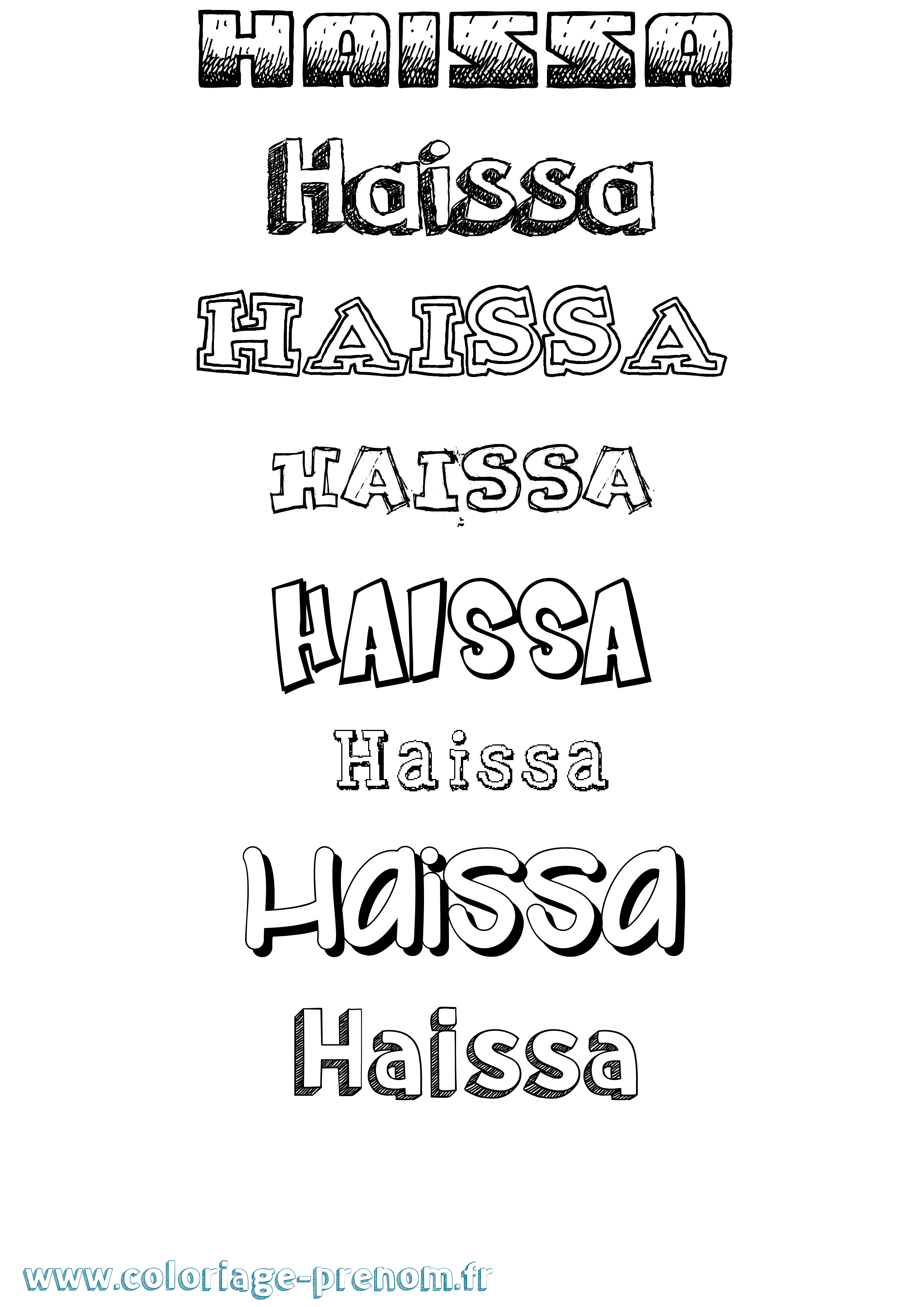 Coloriage prénom Haissa Dessiné