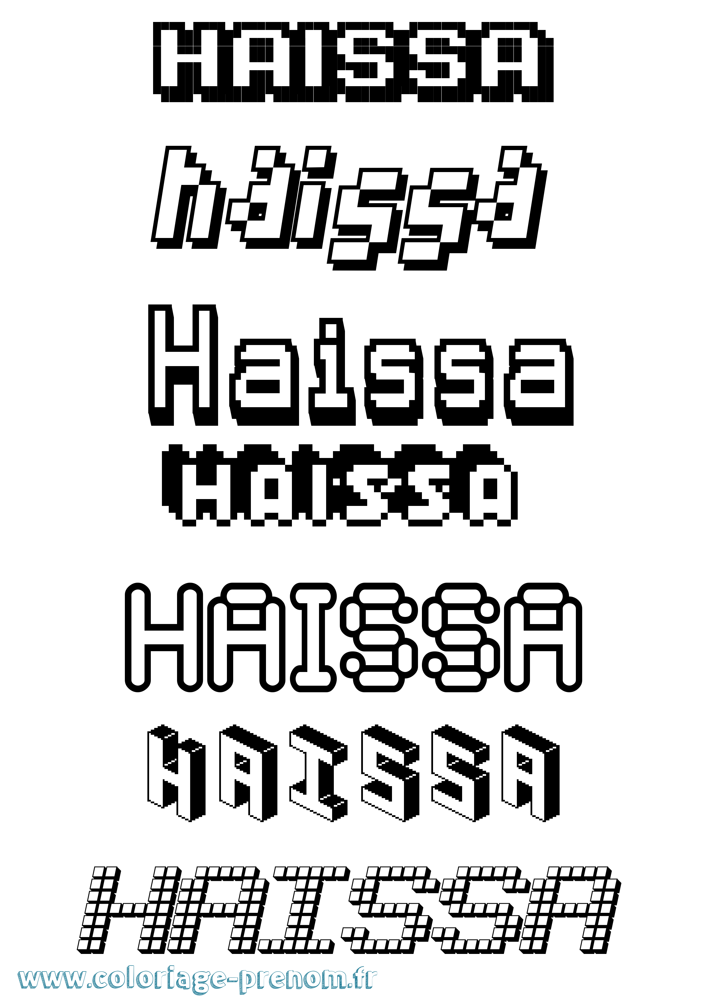 Coloriage prénom Haissa Pixel