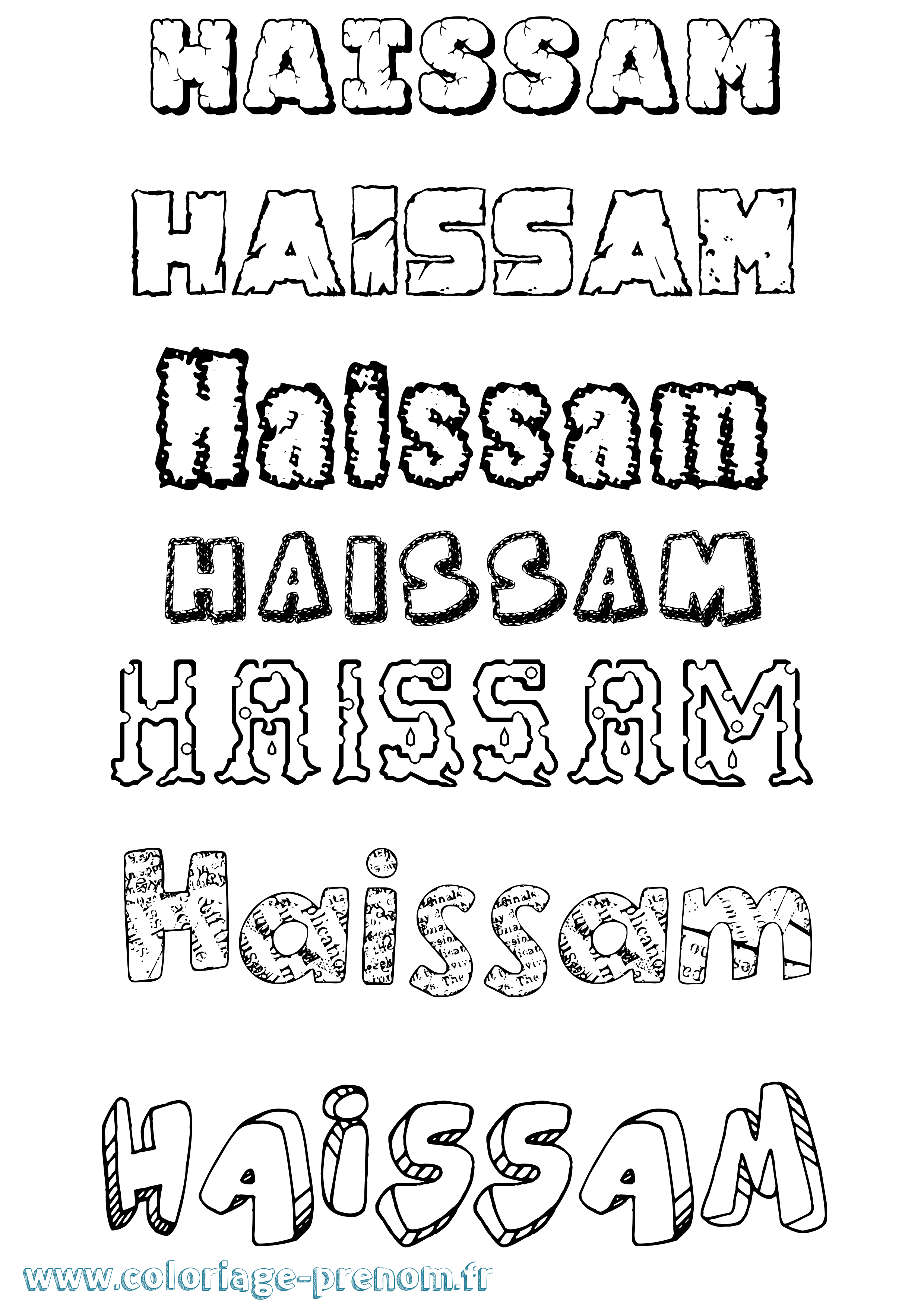Coloriage prénom Haissam Destructuré