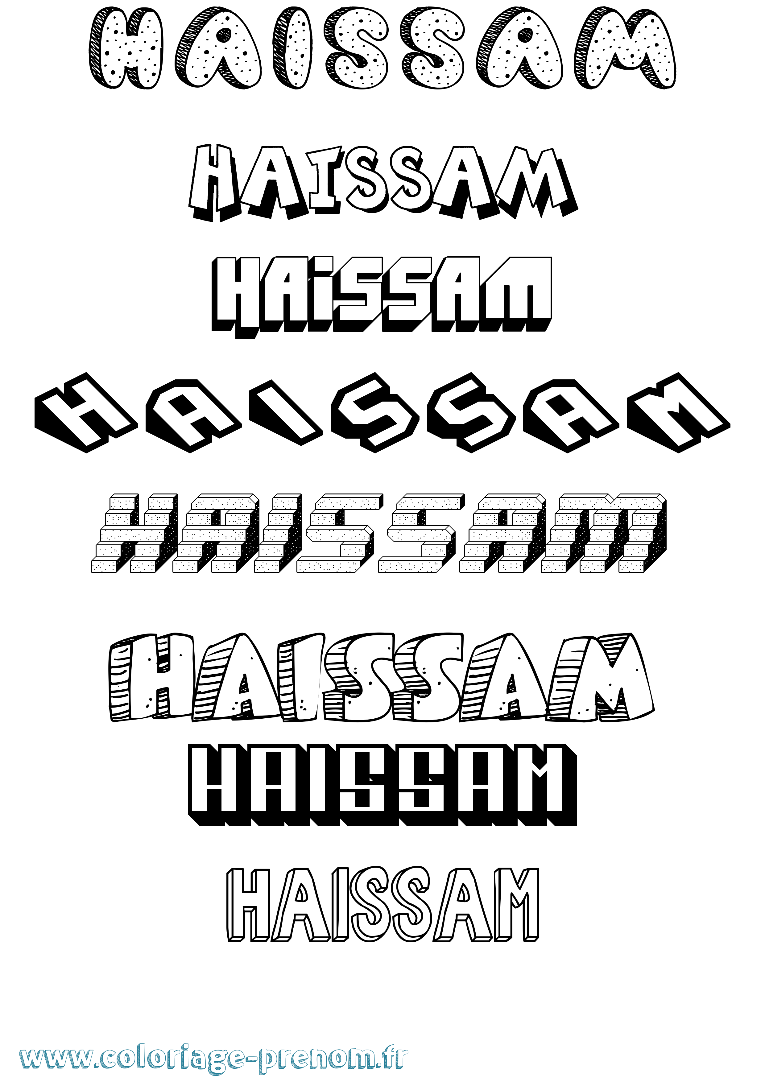 Coloriage prénom Haissam Effet 3D