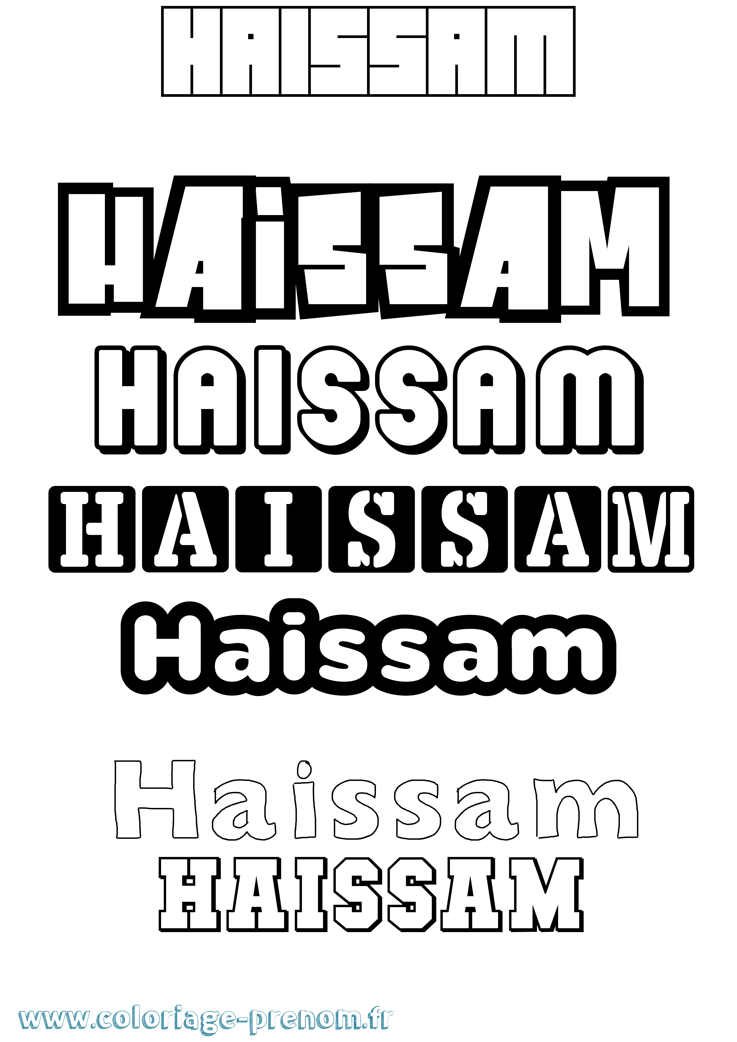 Coloriage prénom Haissam Simple