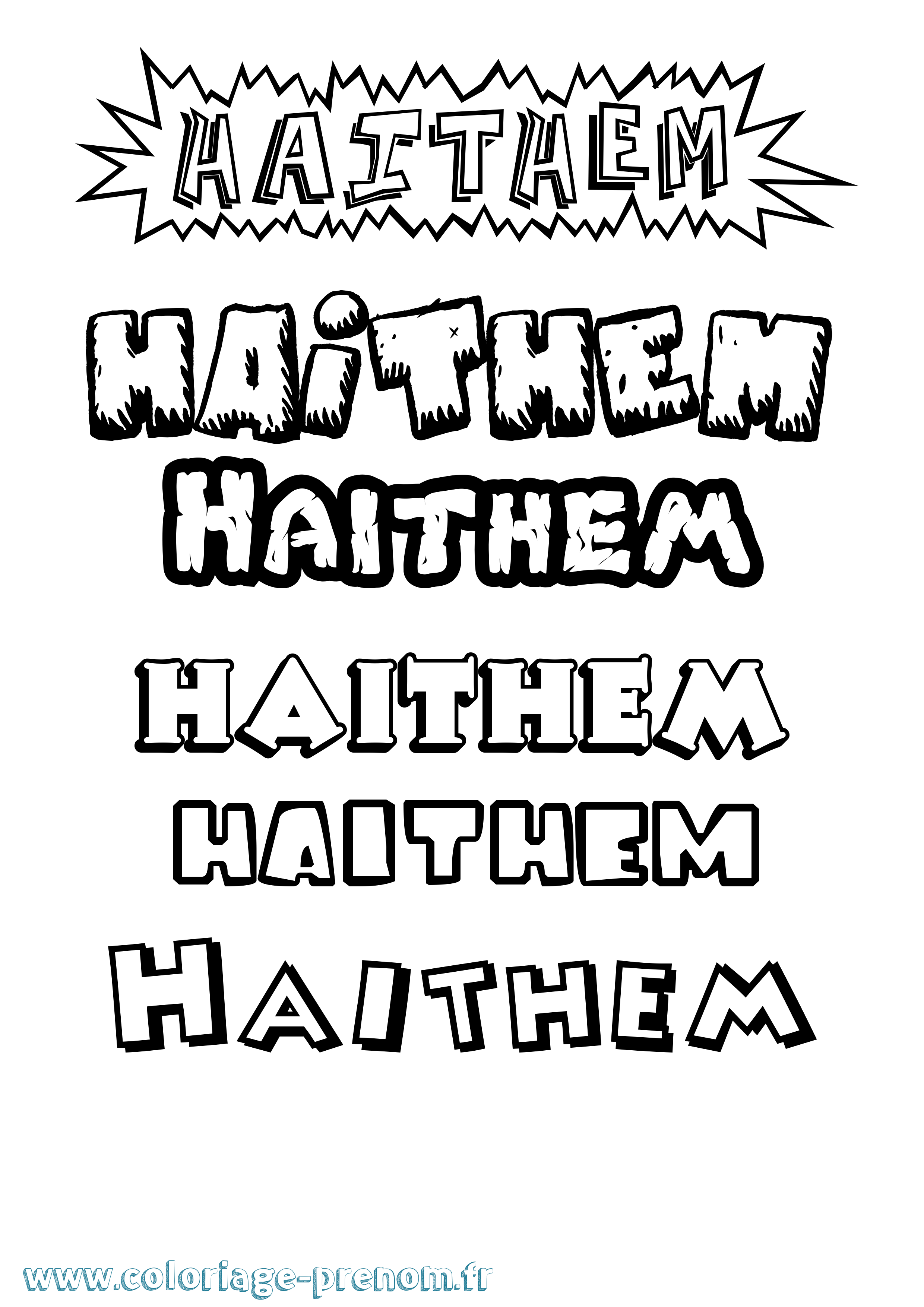 Coloriage prénom Haithem Dessin Animé