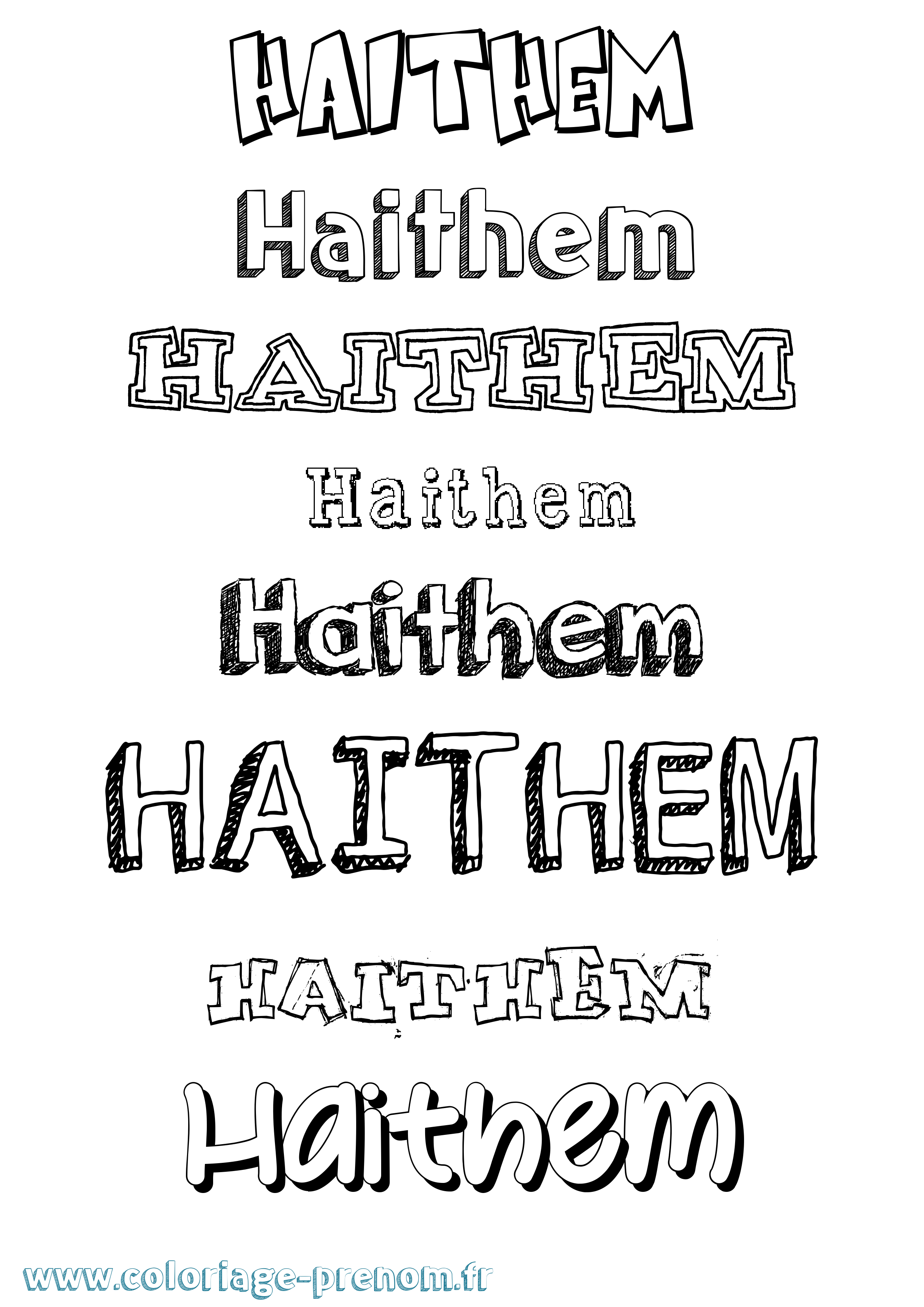 Coloriage prénom Haithem Dessiné