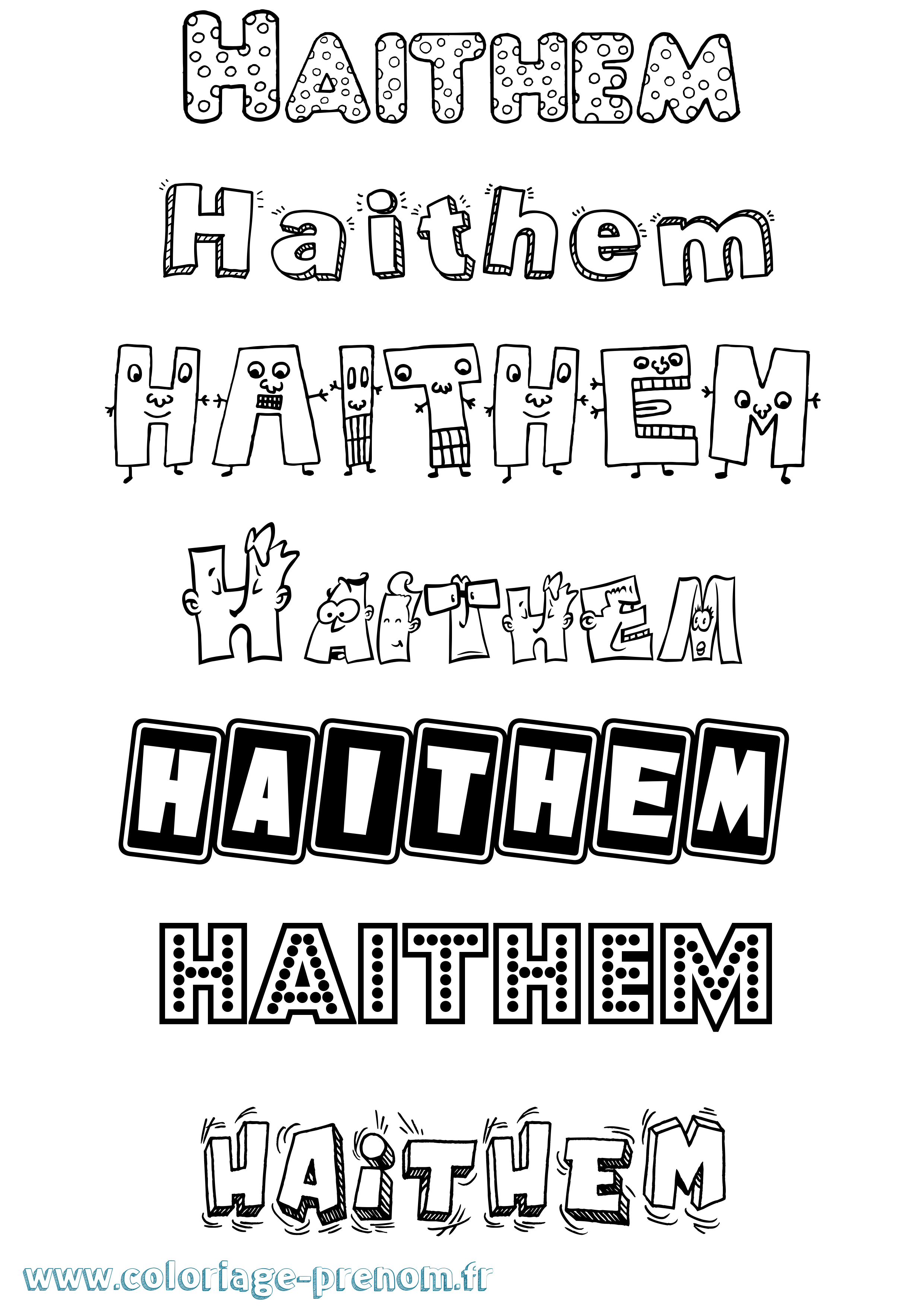 Coloriage prénom Haithem Fun